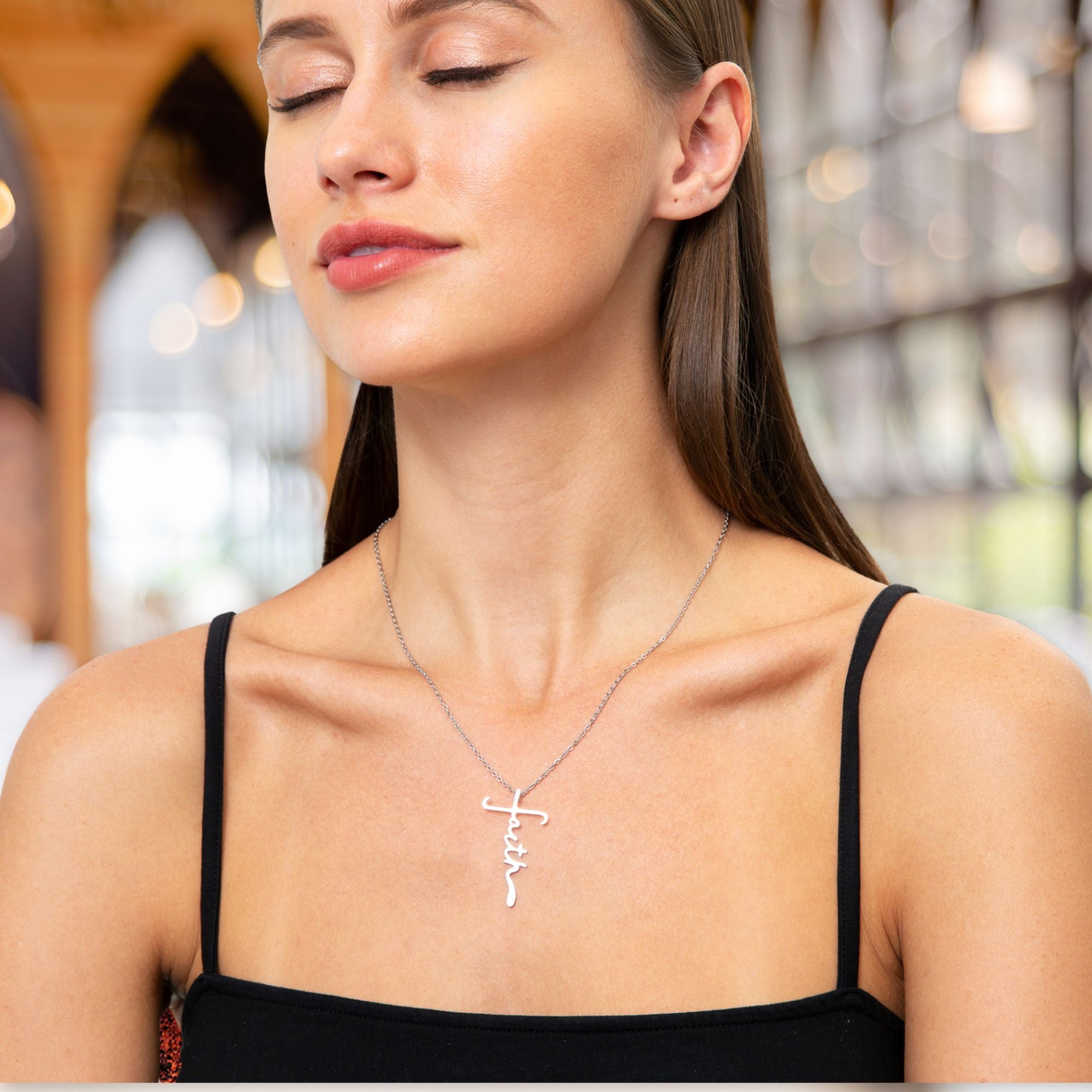 First Communion Faith Cross Necklace - Remember that God’s Love will Always Be There - Jesus Passion Apparel