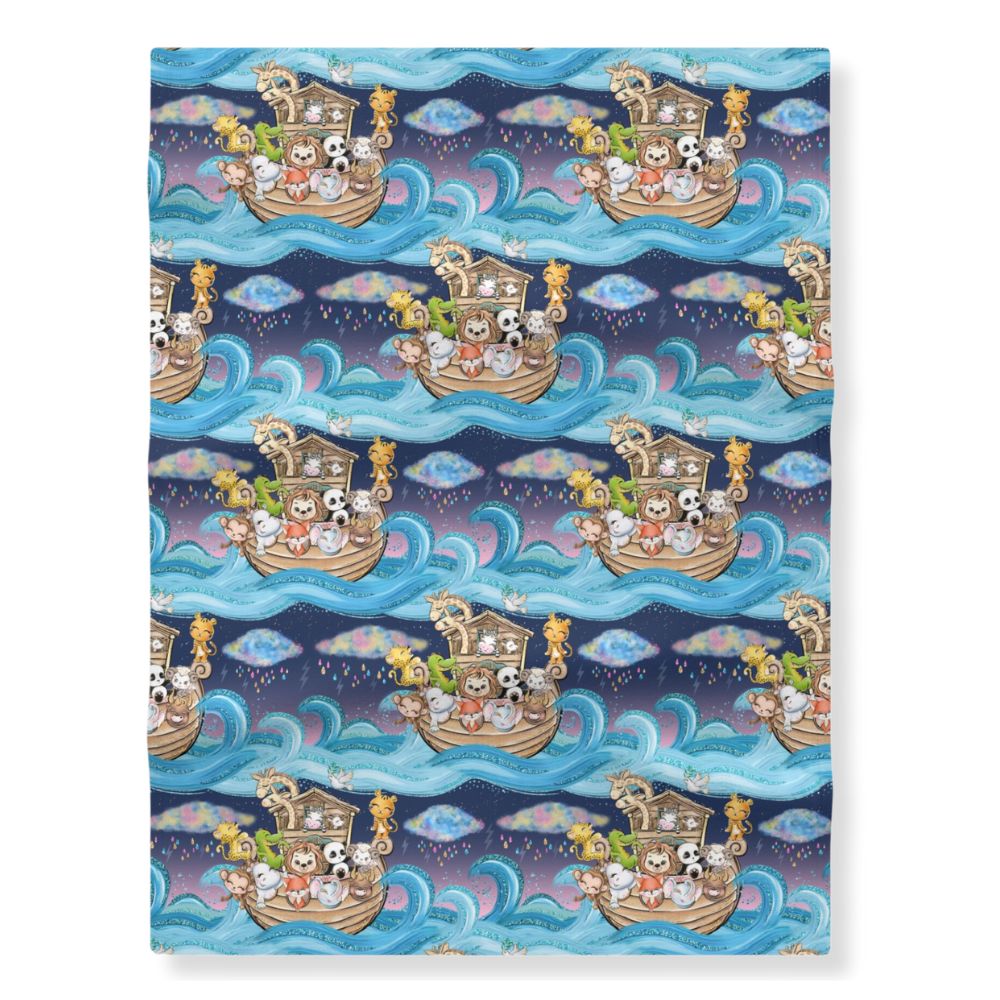 Noahs Ark - 40 Days and Nights Soft Fleece Baby Blanket Size: 30" × 40" Color: White Jesus Passion Apparel