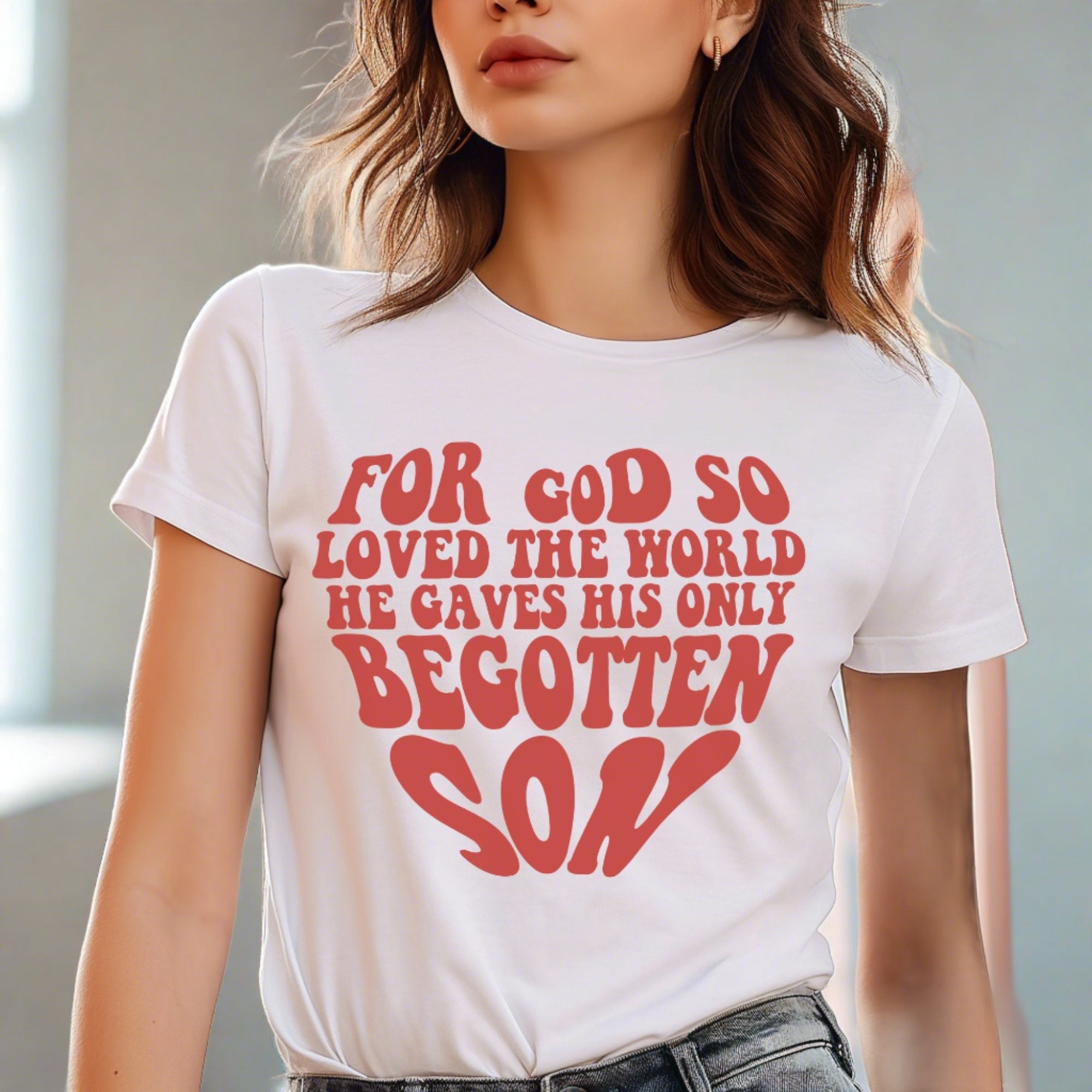 For God So Loved the World Unisex Jersey Short Sleeve Tee - White - Jesus Passion Apparel