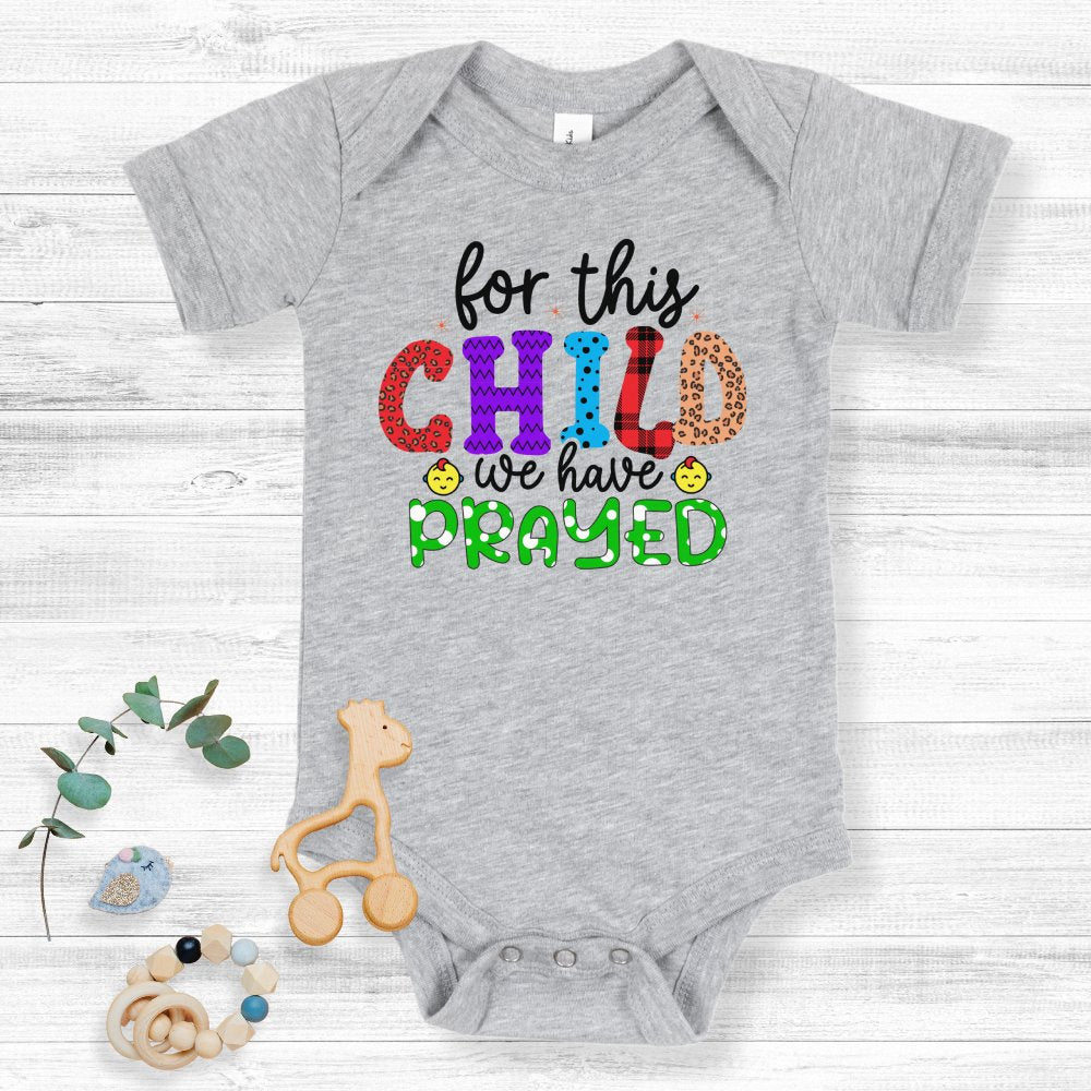 For This Child We Have Prayed Multi - Pattern Baby Bodysuit - Jesus Passion Apparel