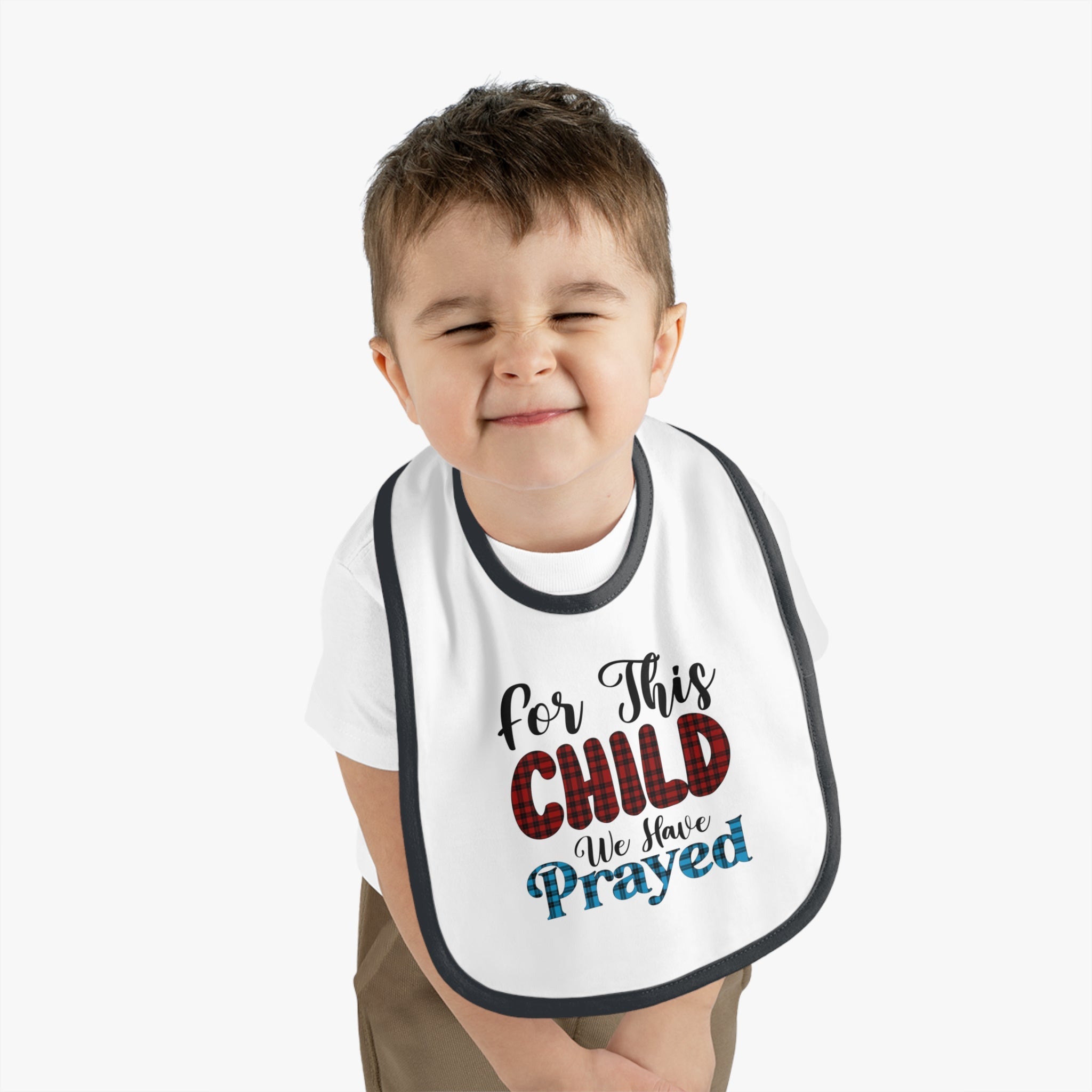 For This Child We have Prayed - Plaid Baby Jersey Bib - Jesus Passion Apparel