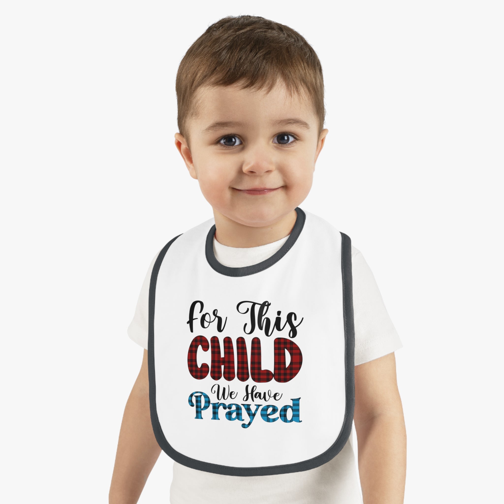 For This Child We have Prayed - Plaid Baby Jersey Bib - Jesus Passion Apparel