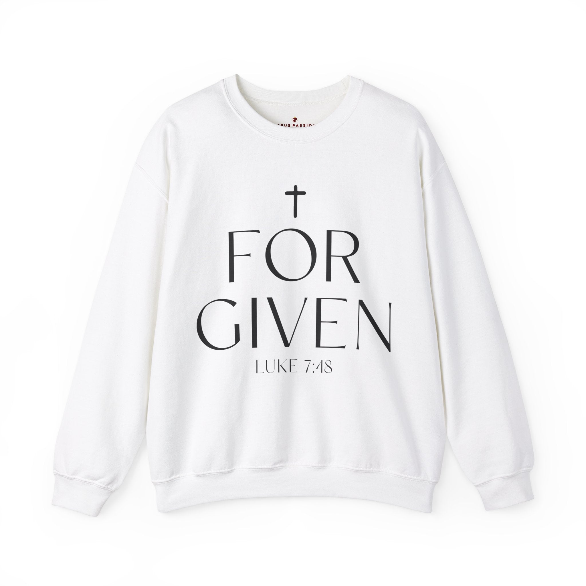 Forgiven Luke 7:48 Women's Fleece Unisex - Fit Sweatshirt White / Sport Grey - Jesus Passion Apparel