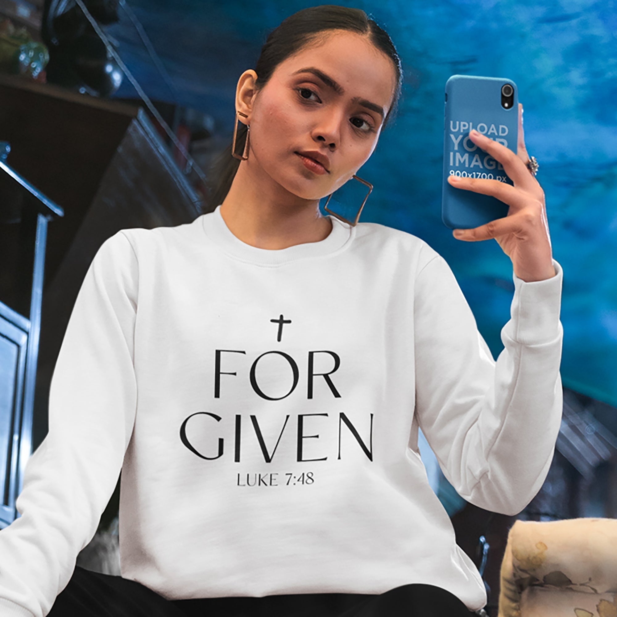 Forgiven Luke 7:48 Women's Fleece Unisex - Fit Sweatshirt White / Sport Grey - Jesus Passion Apparel