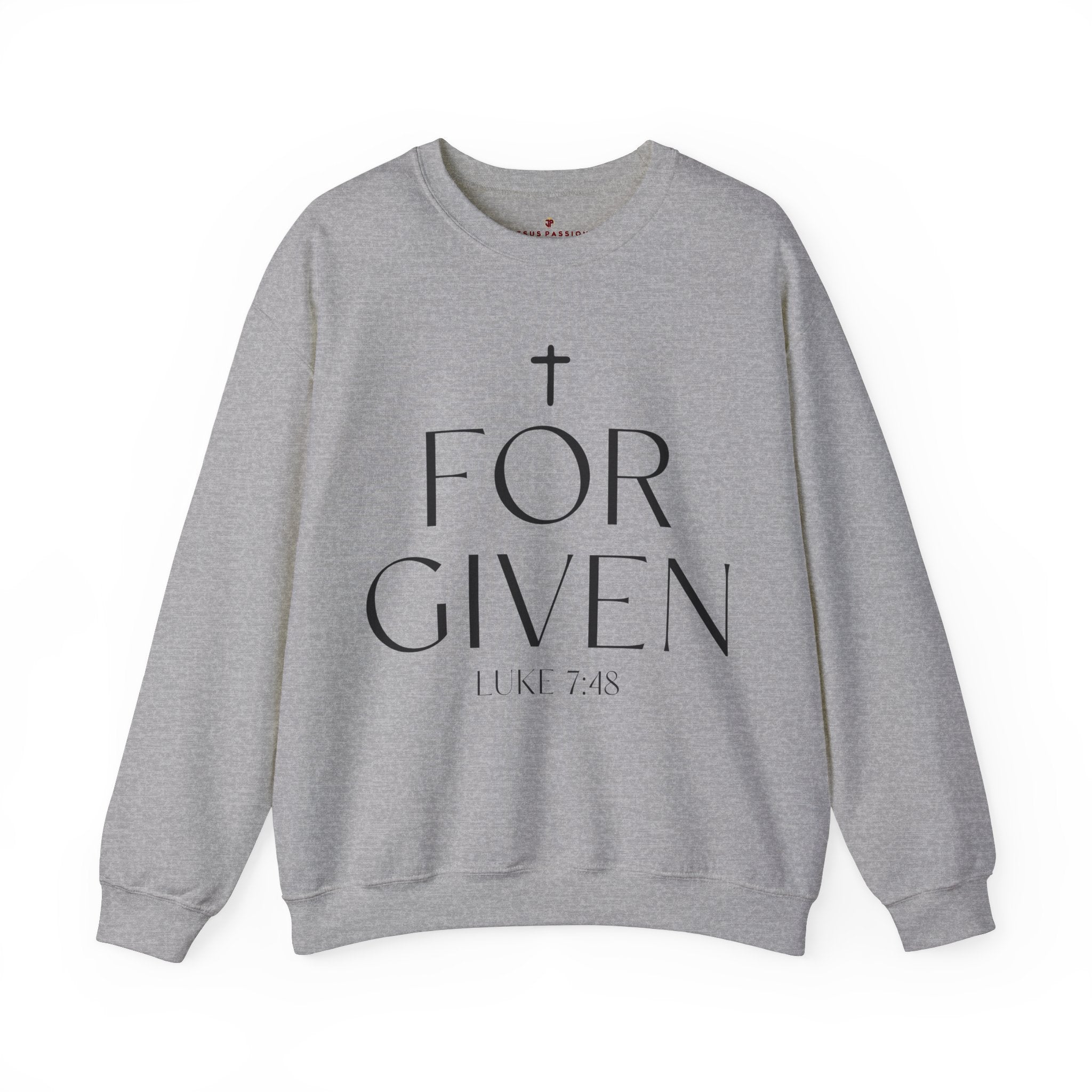 Forgiven Luke 7:48 Women's Fleece Unisex - Fit Sweatshirt White / Sport Grey - Jesus Passion Apparel