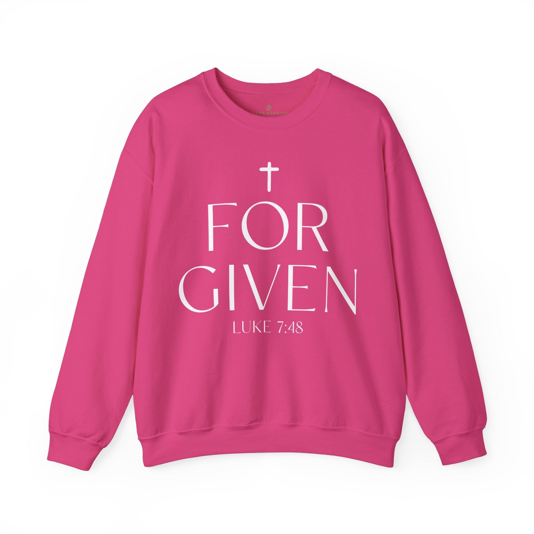 Forgiven Women's Fleece Unisex Sweatshirt Navy / Pink Heliconia - Jesus Passion Apparel