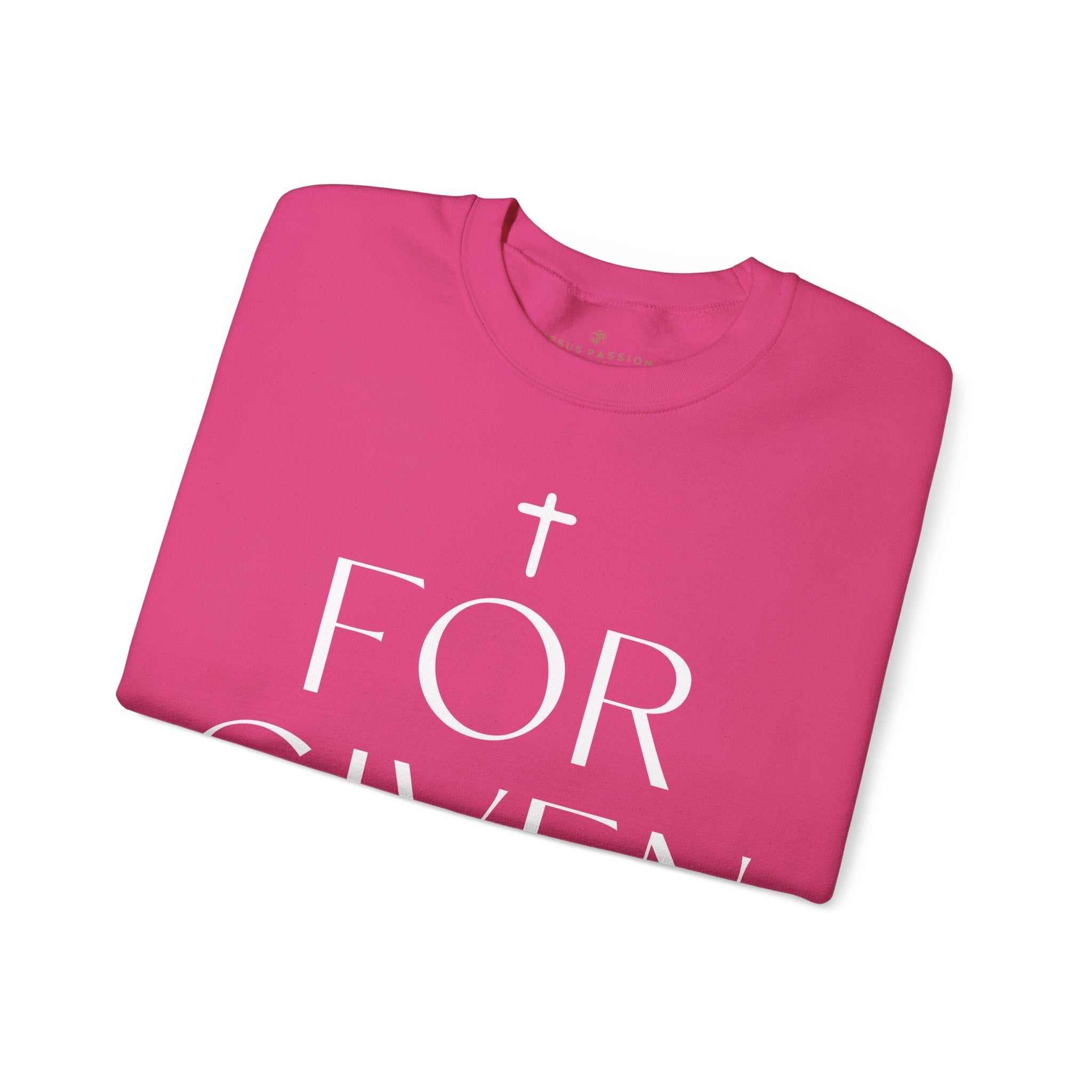 Forgiven Women's Fleece Unisex Sweatshirt Navy / Pink Heliconia - Jesus Passion Apparel