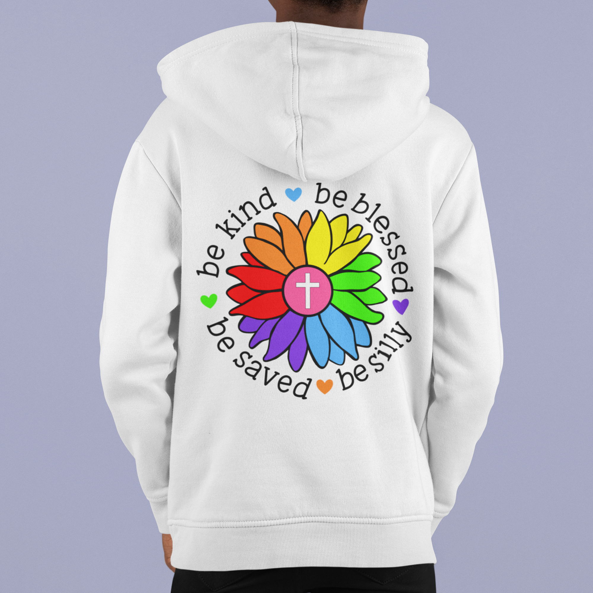 Be Kind Be Saved Be Silly Youth Hoodie Color: Heliconia Size: S Jesus Passion Apparel