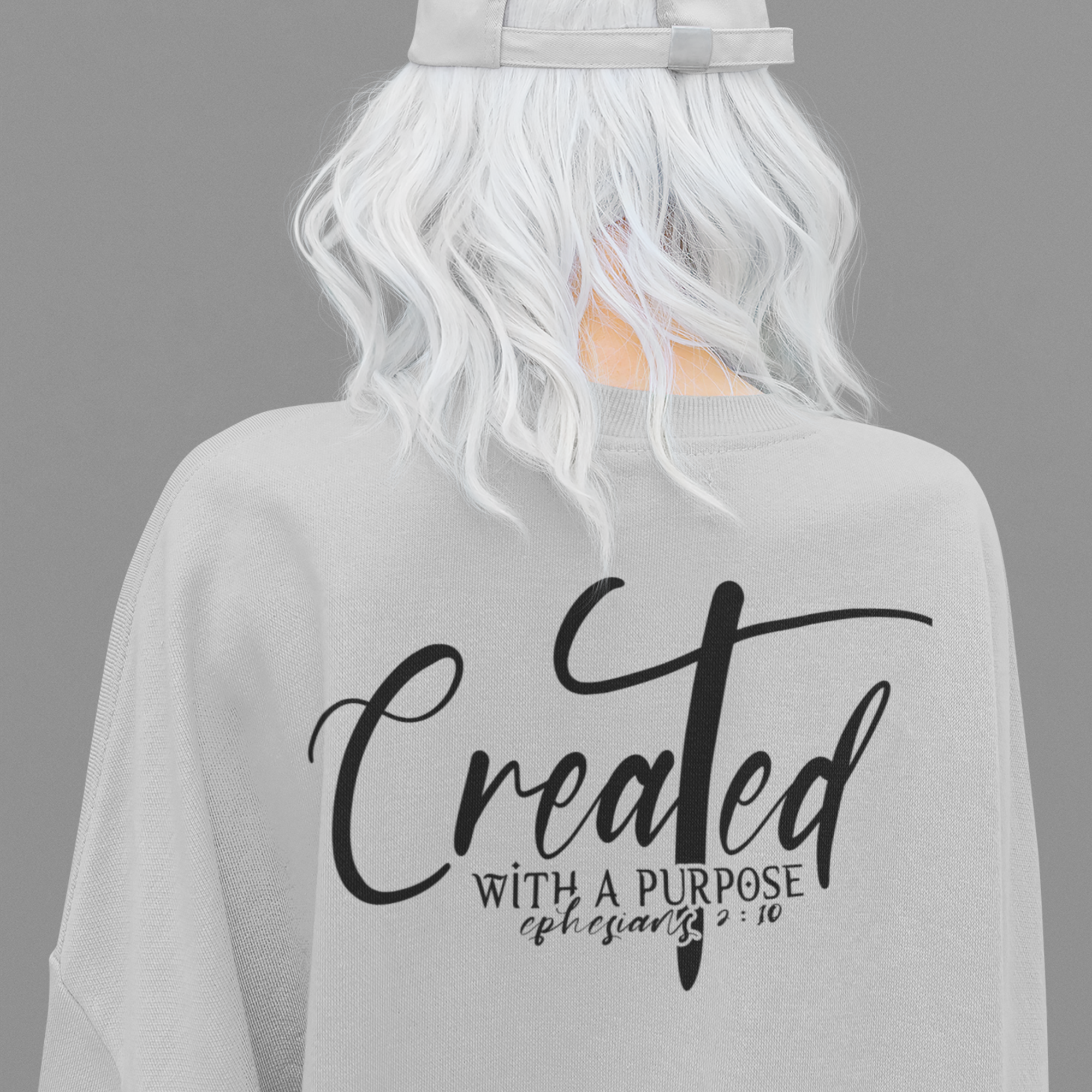 Created With a Purpose Women's Fleece Sweatshirt Size: S Color: Sand Jesus Passion Apparel