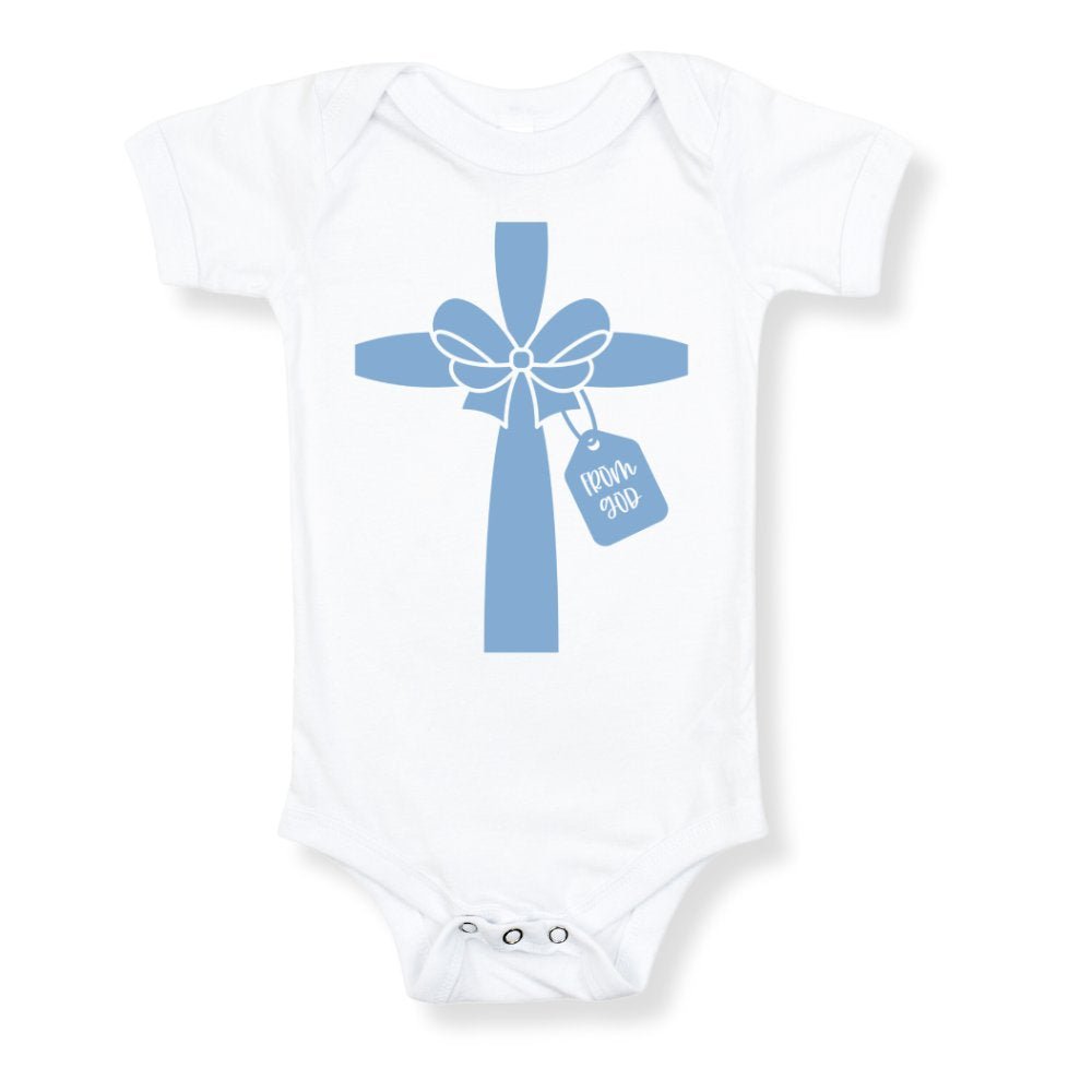 Gift from God Blue Ribbon Baby Bodysuit - Jesus Passion Apparel