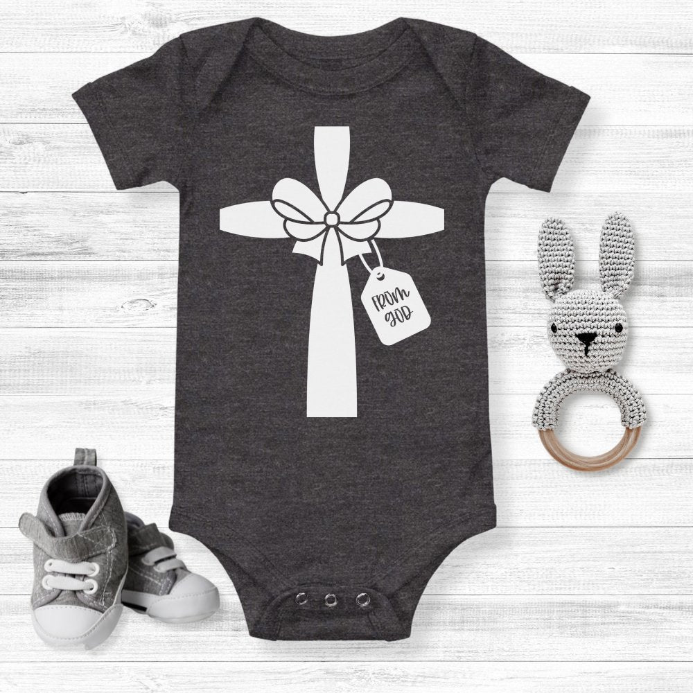 Gift from God White Ribbon Baby Bodysuit - Jesus Passion Apparel