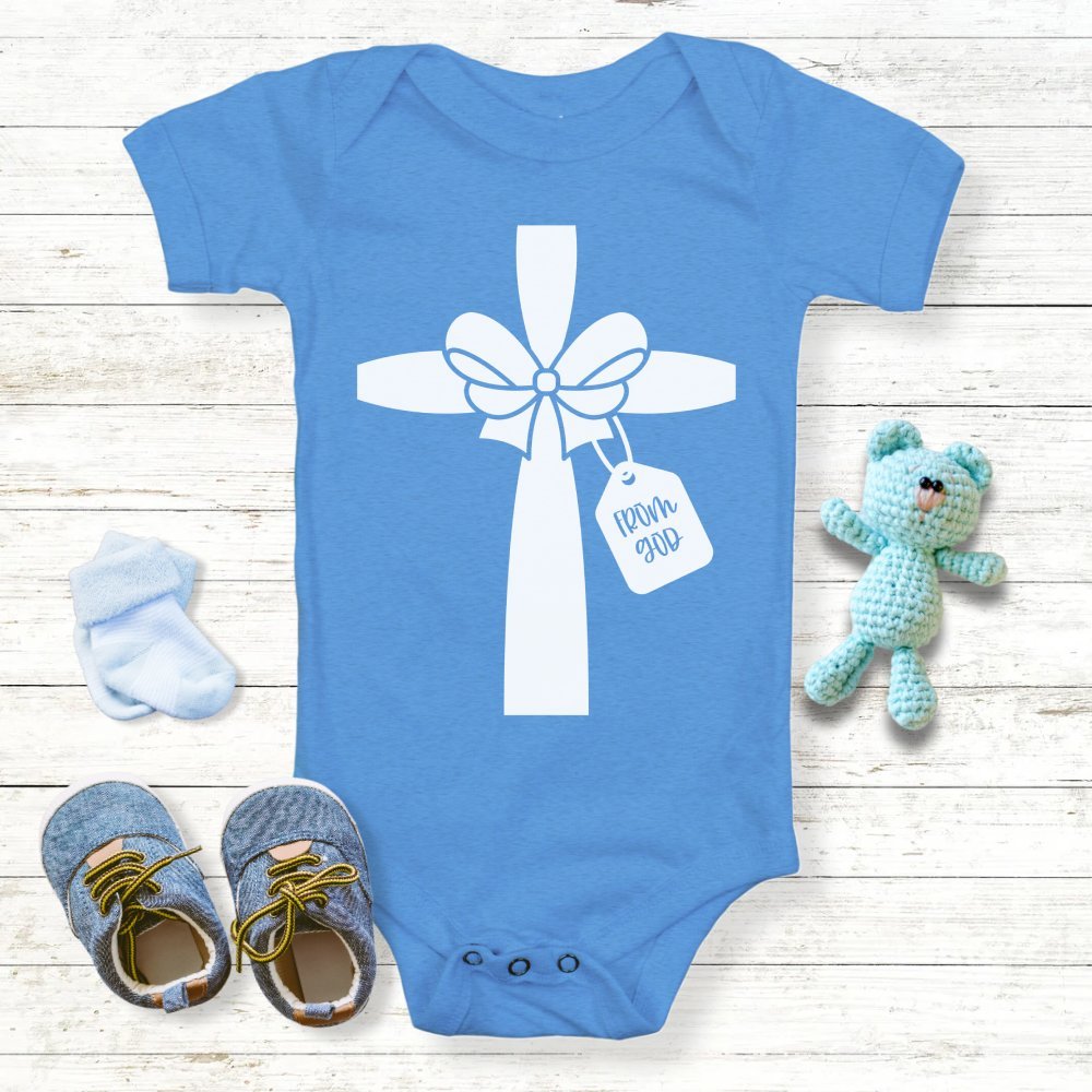 Gift from God White Ribbon Baby Bodysuit - Jesus Passion Apparel