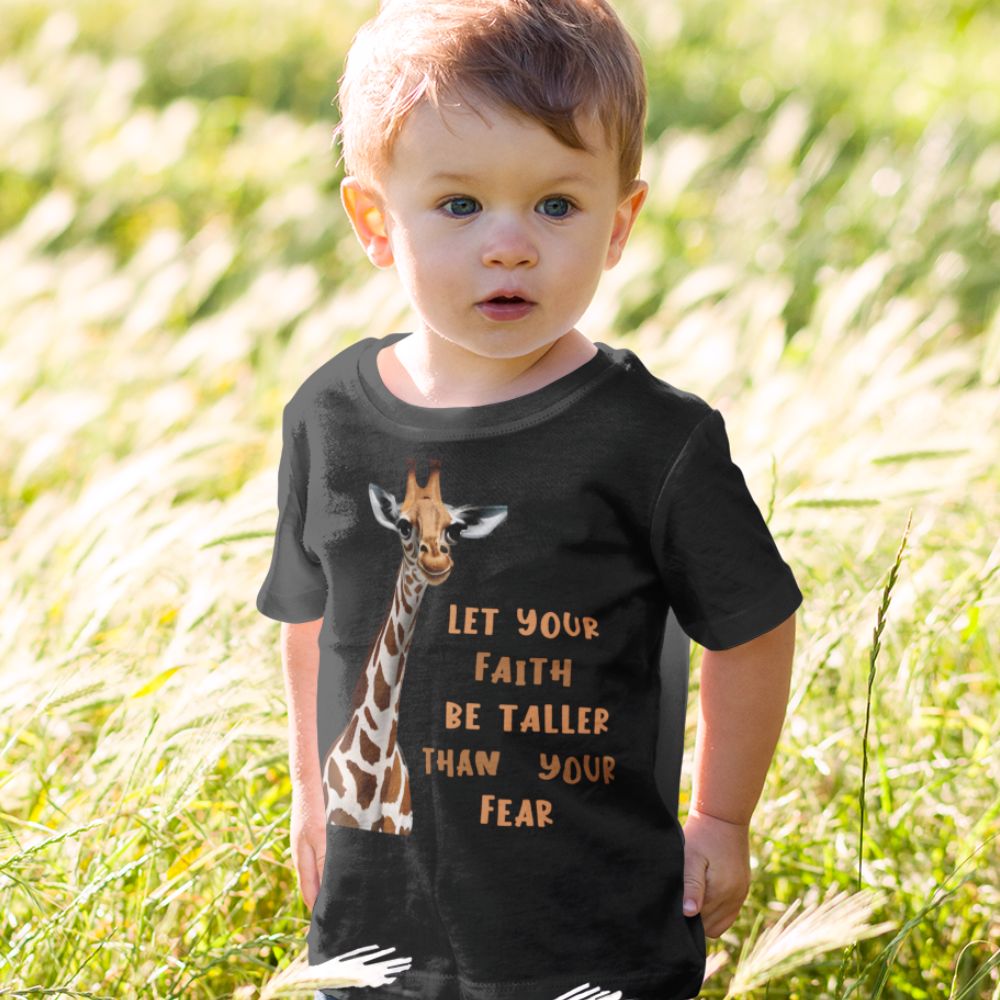 Giraffe Let your Faith be Taller Than Your Fear Young Toddler Jersey Tee - Jesus Passion Apparel