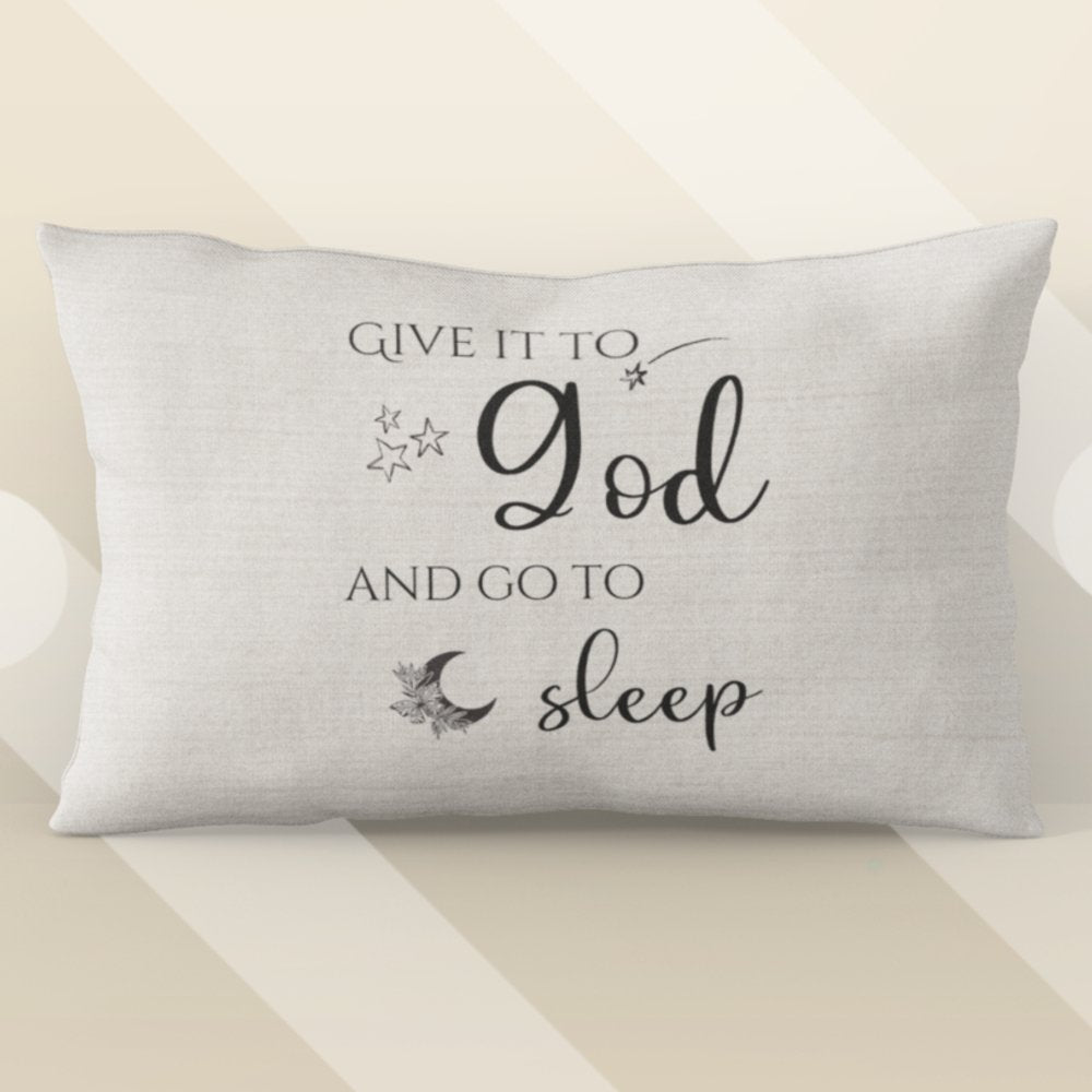 Give it to God Script with Natural Linen Design Premium Pillows - Jesus Passion Apparel