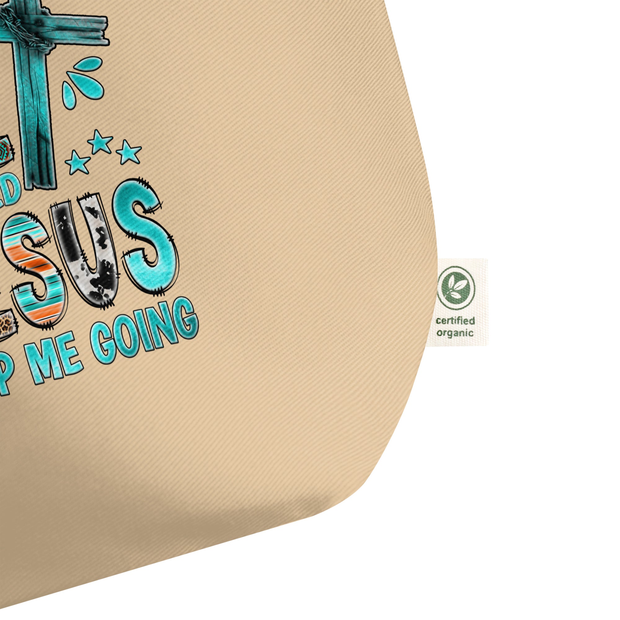 Give Me Coffee and Jesus Large Organic Tote Bag - Design on Both Sides - Jesus Passion Apparel