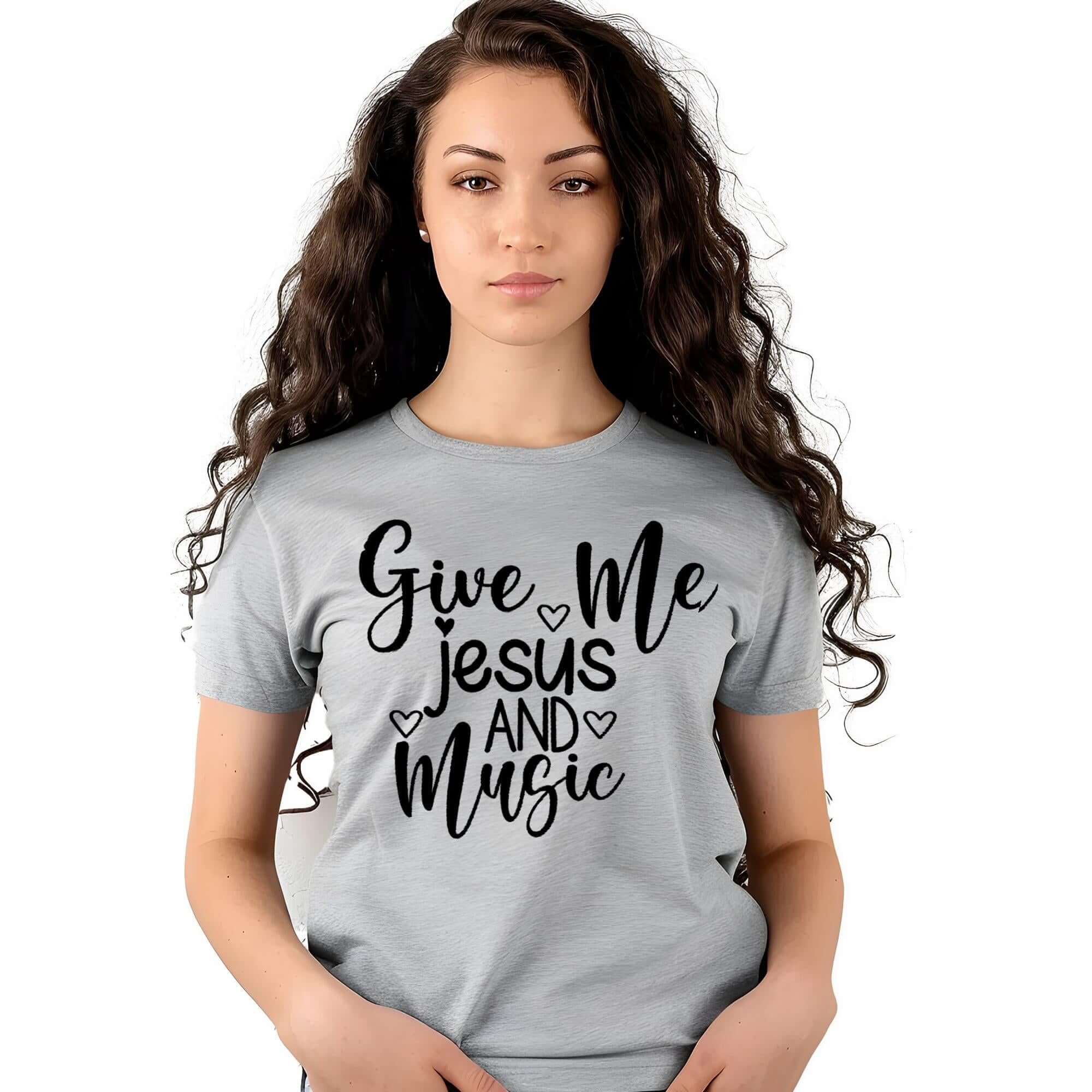 Give Me Jesus and Music Heart Detail Women's Jersey Short Sleeve T-Shirt - Jesus Passion Apparel