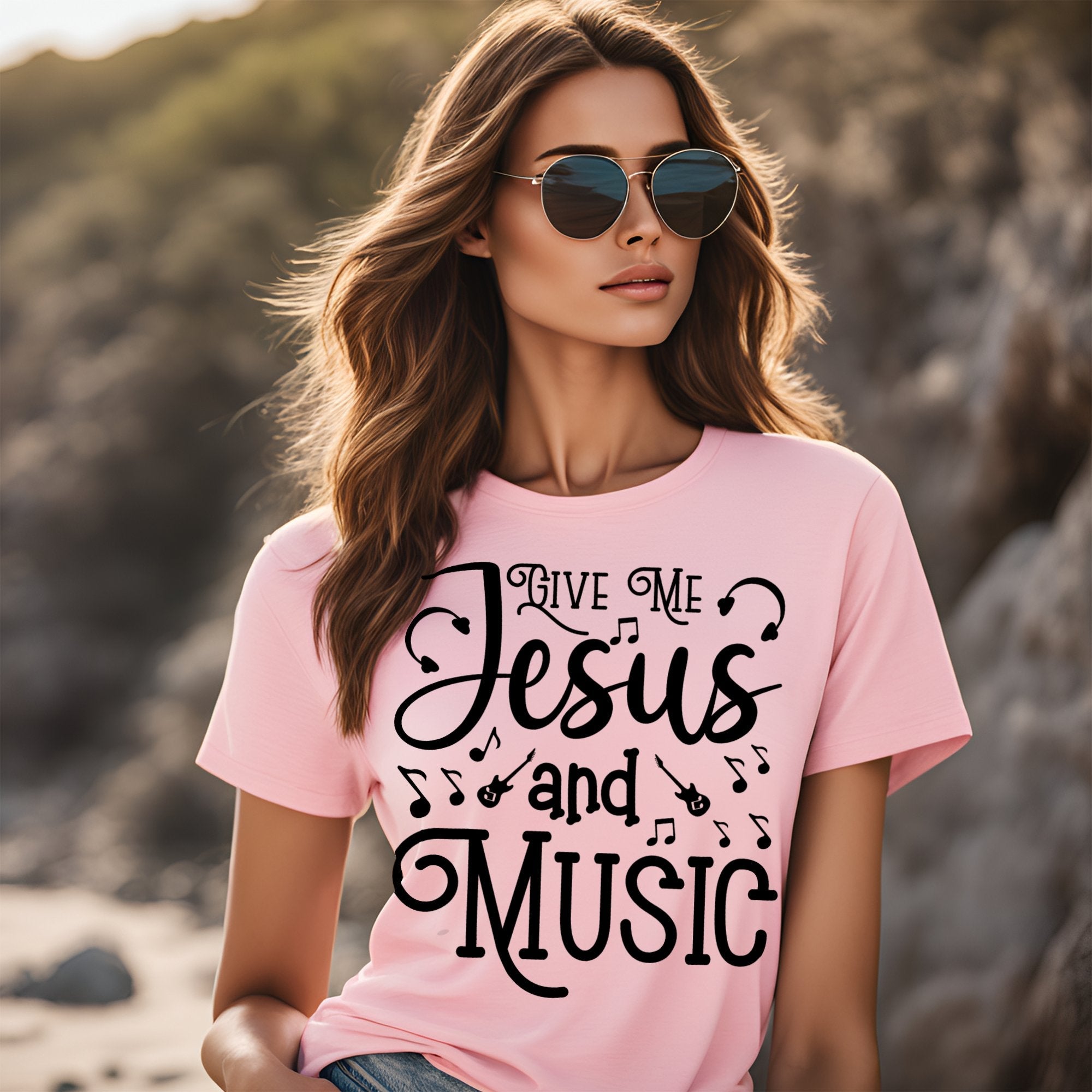 Give Me Jesus and Music Notes Detail Women's Jersey Short Sleeve T-Shirt - Jesus Passion Apparel