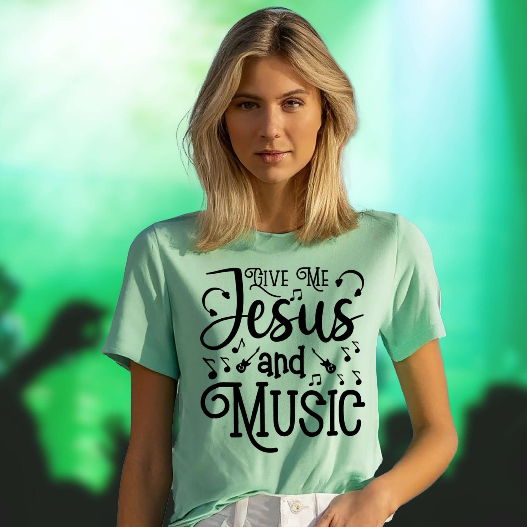 Give Me Jesus and Music Notes Detail Women's Jersey Short Sleeve T-Shirt - Jesus Passion Apparel