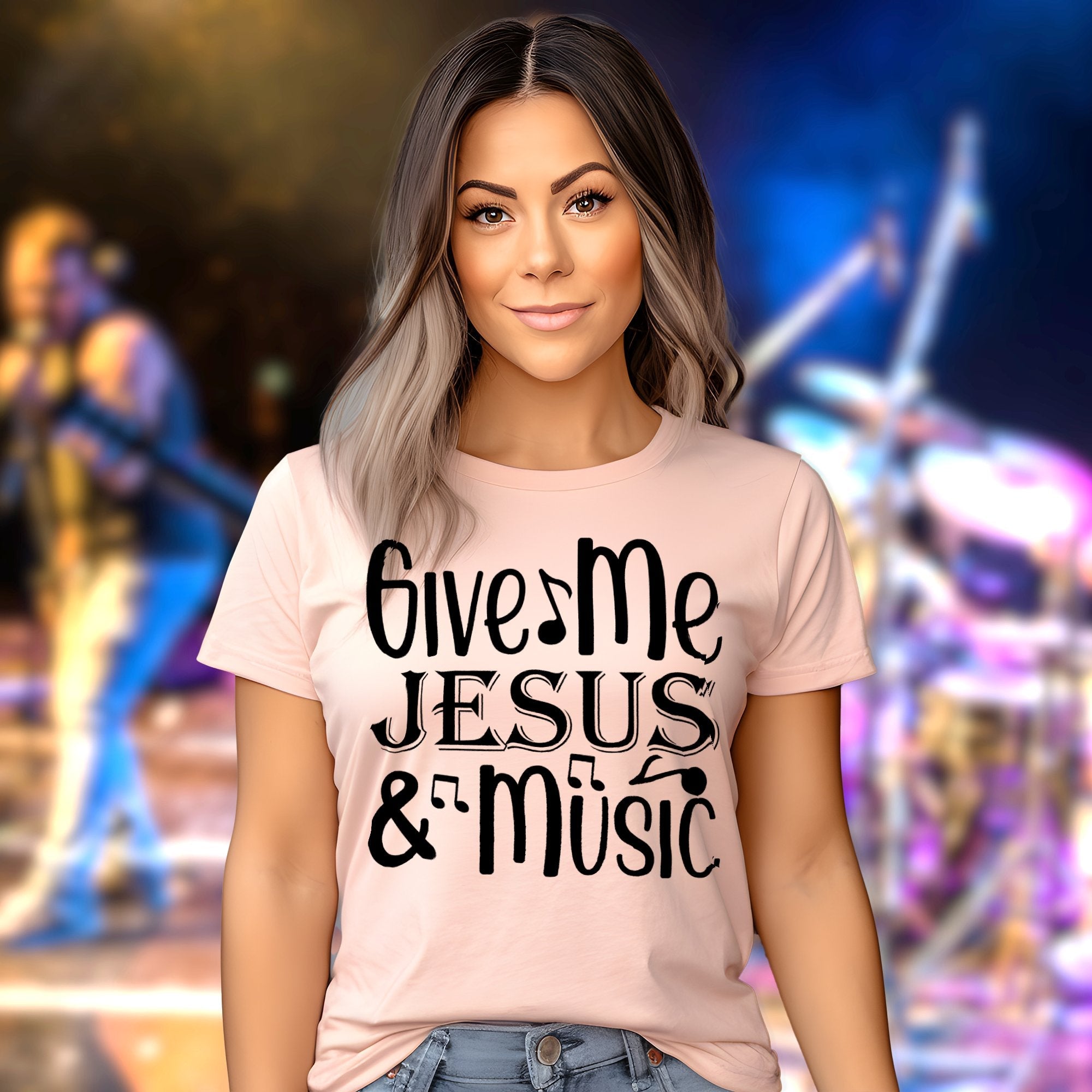 Give Me Jesus and Music Notes Women's Short Sleeve T-Shirt - Jesus Passion Apparel