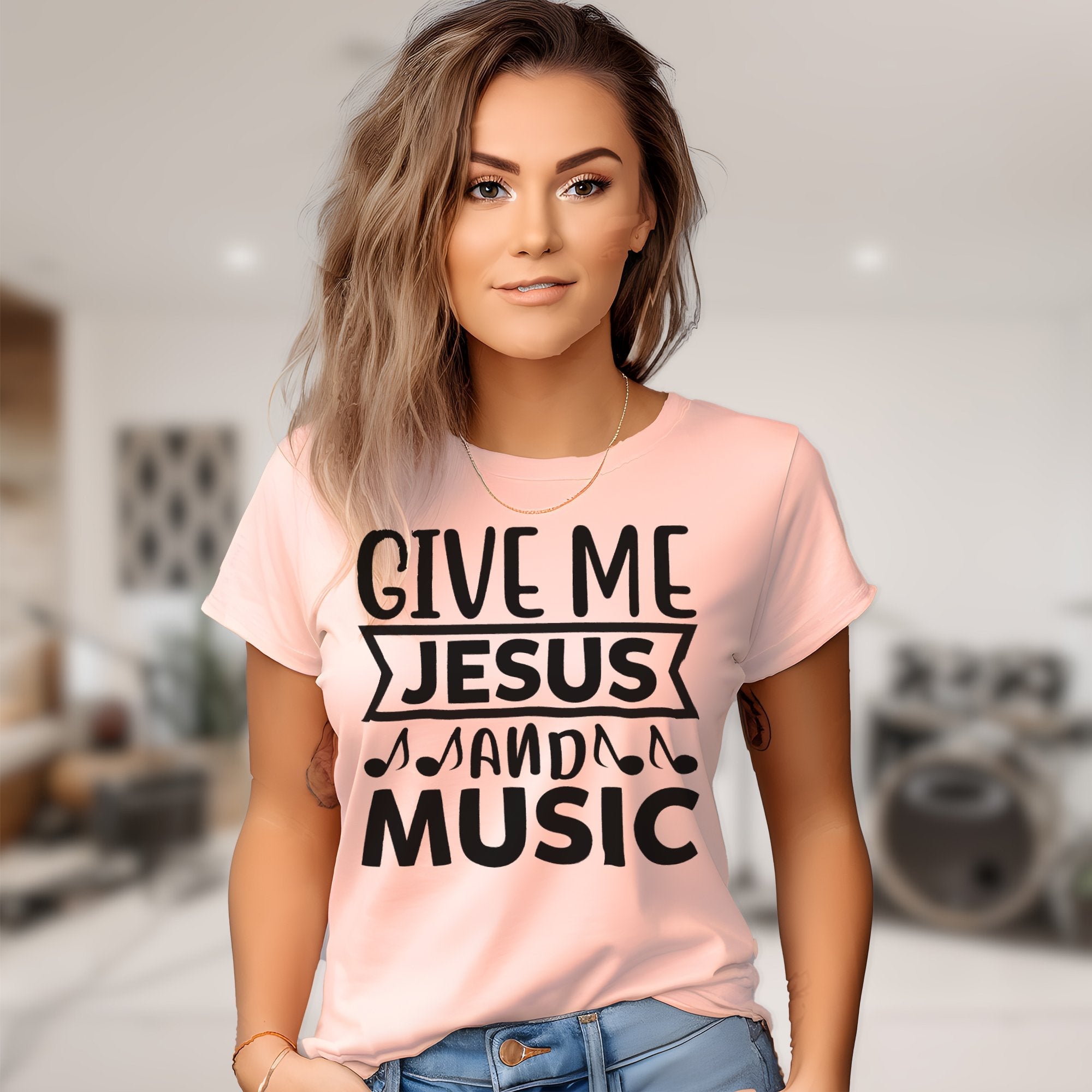 Give Me Jesus & Music Women's Jersey Short Sleeve T-Shirt - Jesus Passion Apparel