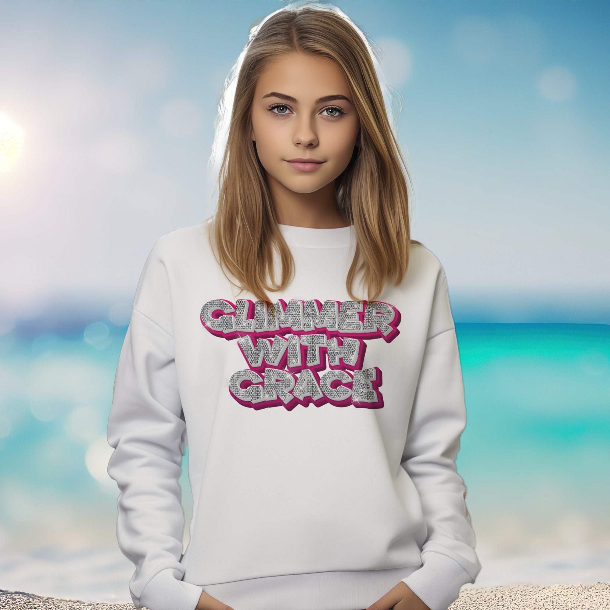 Glimmer with Grace Youth Crewneck Sweatshirt - Jesus Passion Apparel