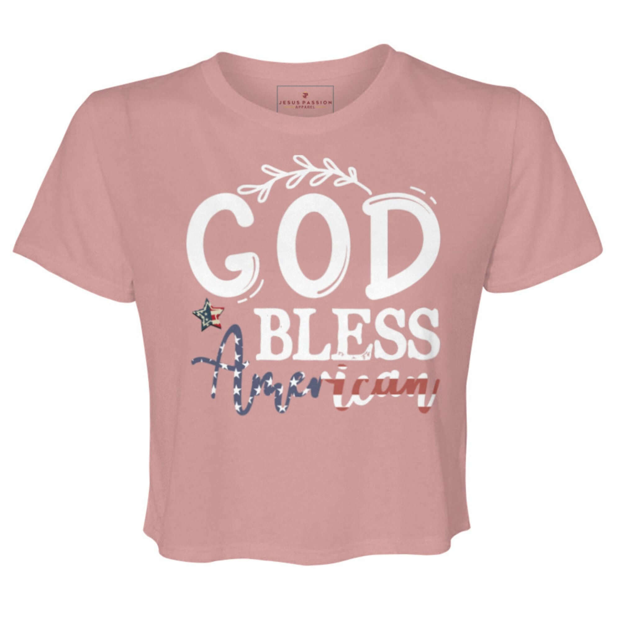 God Bless America Women’s Flowy Cropped Tee - Jesus Passion Apparel