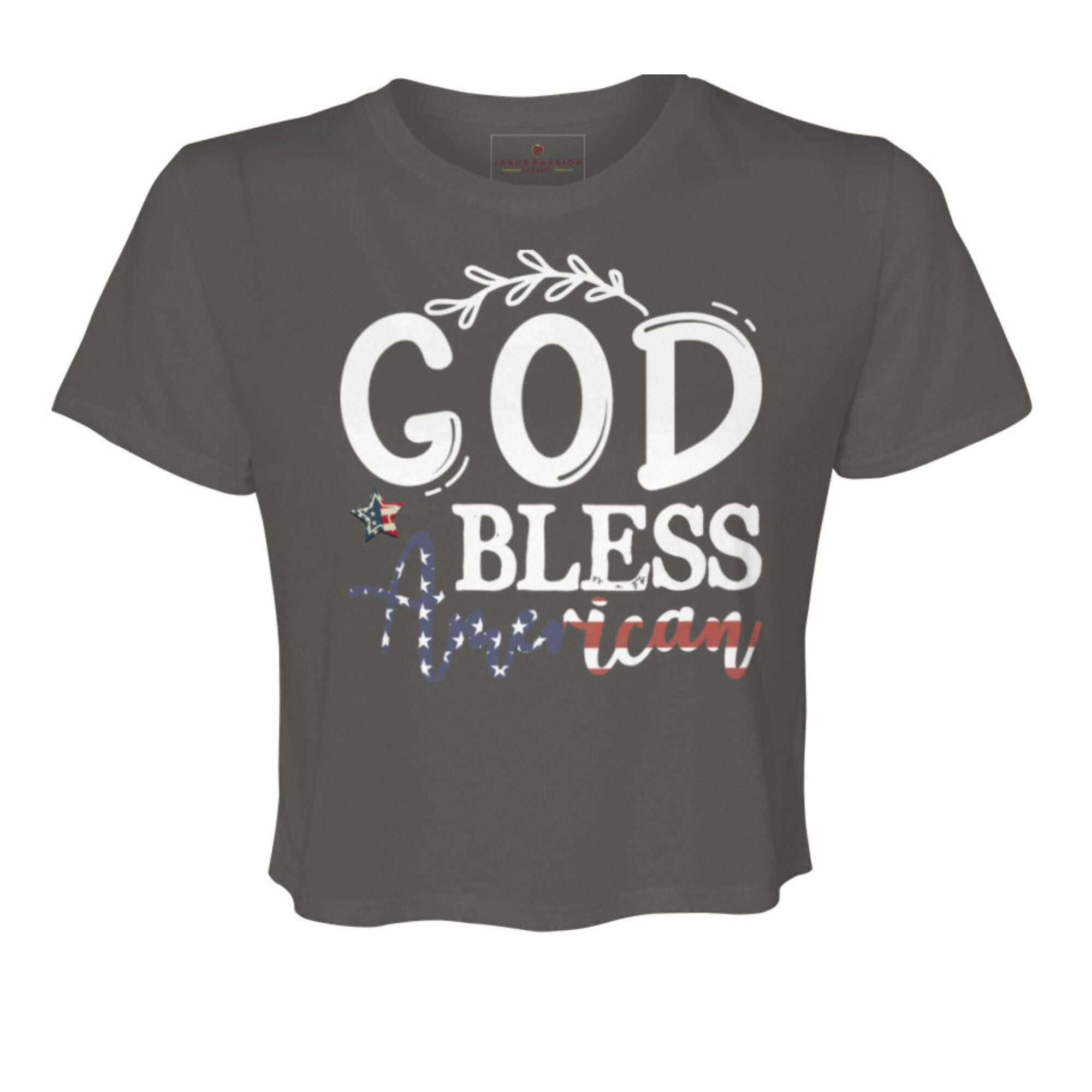 God Bless America Women’s Flowy Cropped Tee - Jesus Passion Apparel