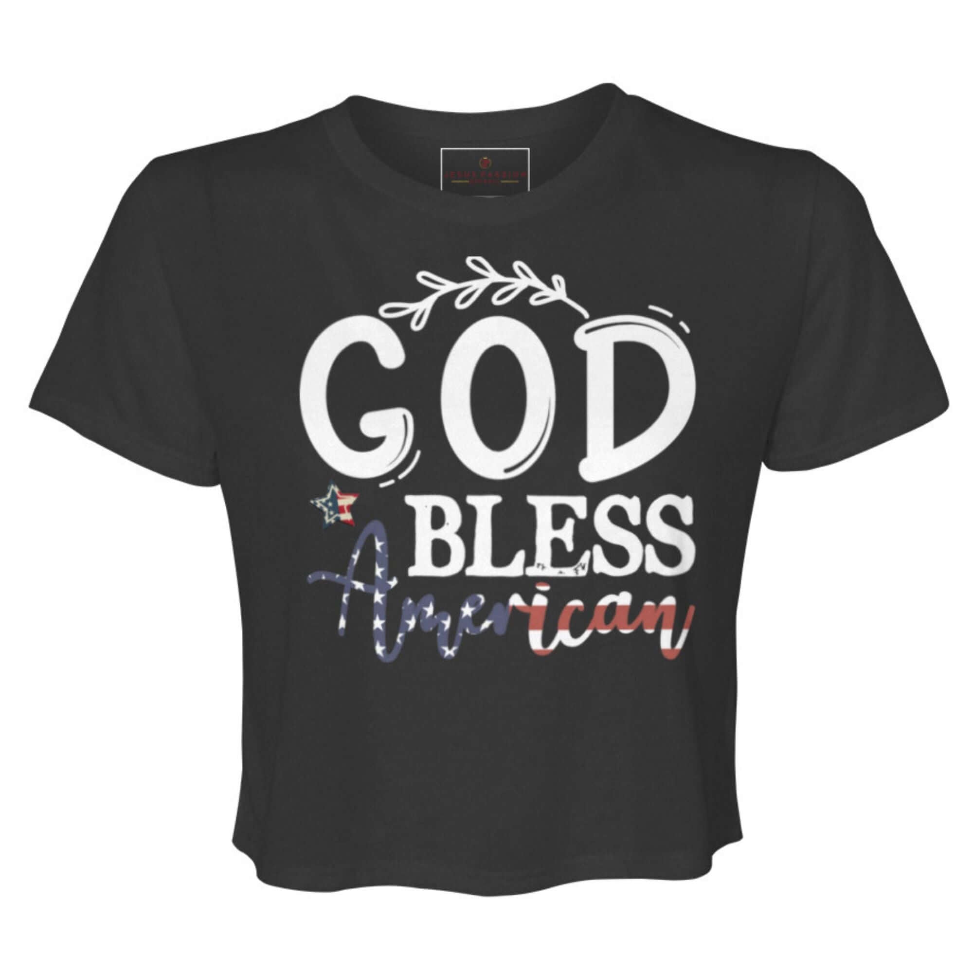 God Bless America Women’s Flowy Cropped Tee - Jesus Passion Apparel