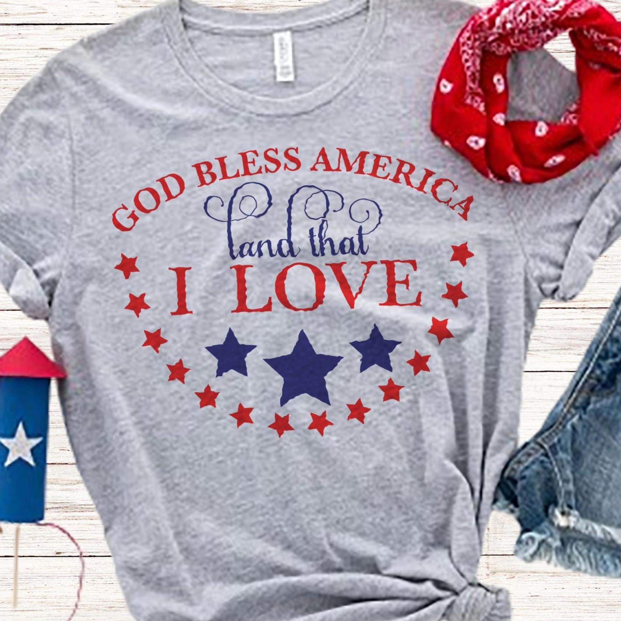 God Bless America Women's Short Sleeve Patriotic T-Shirt - Jesus Passion Apparel