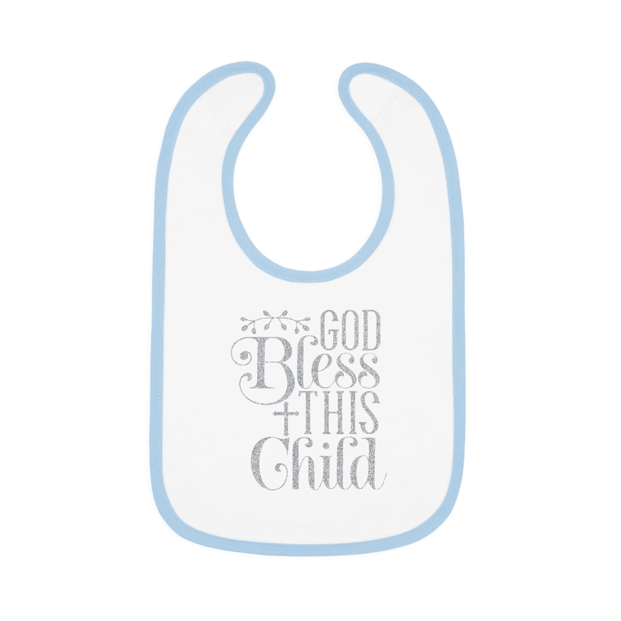 God Bless This Child - Silver Glitter Baby Jersey Bib - Jesus Passion Apparel