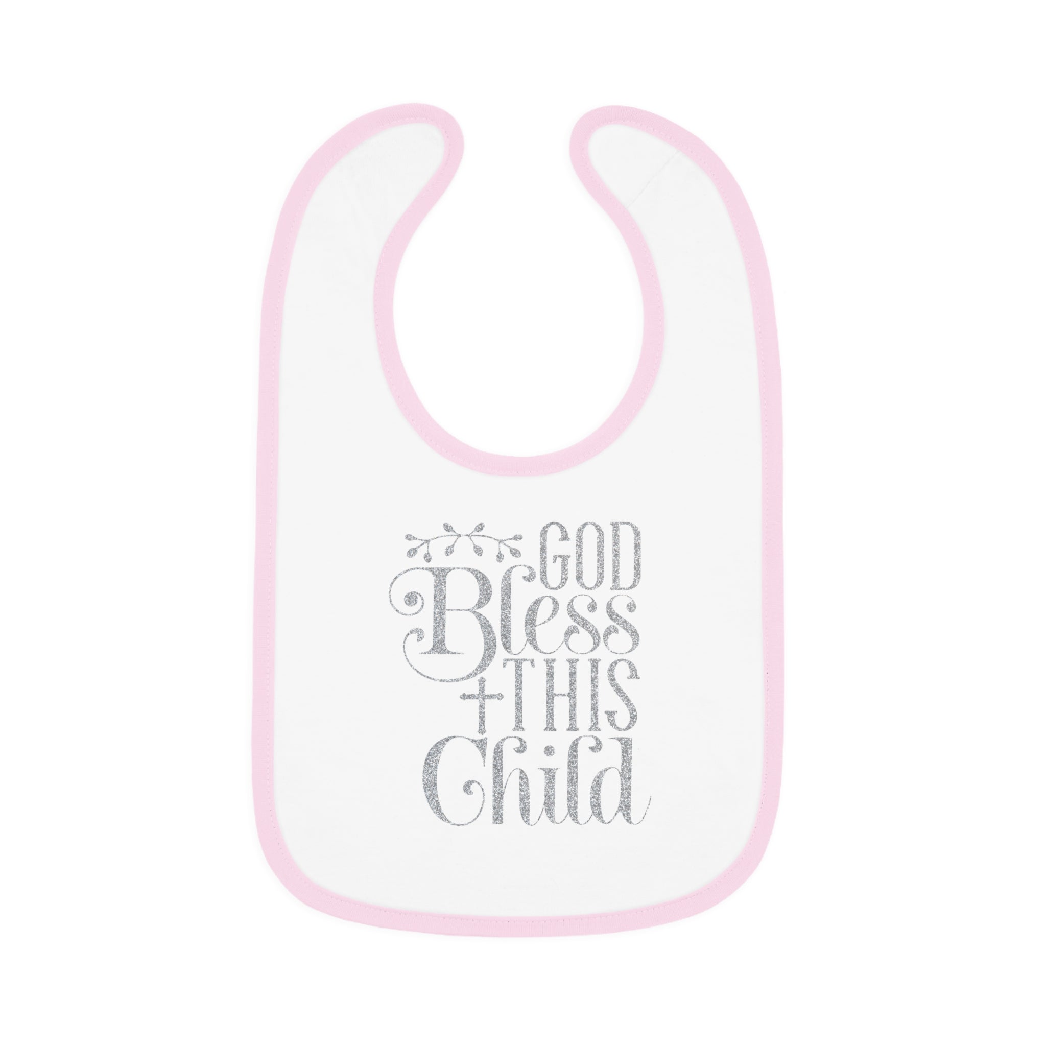 God Bless This Child - Silver Glitter Baby Jersey Bib - Jesus Passion Apparel