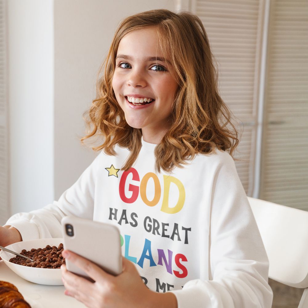 God Has Plans for Me Youth Crewneck Sweatshirt - Jesus Passion Apparel