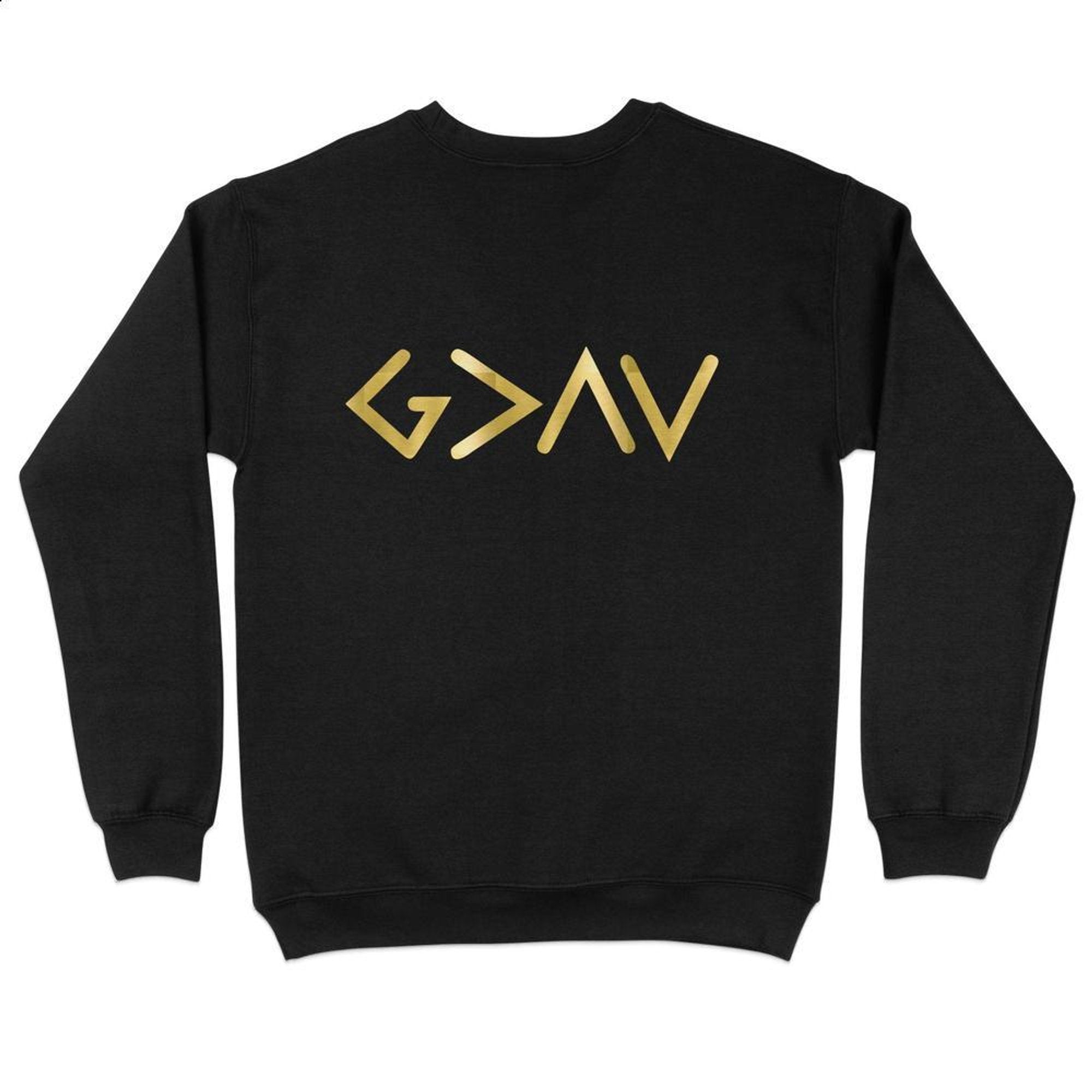 God is Greater Gold Lettering Men's Fleece Unisex - Fit - Black - Jesus Passion Apparel