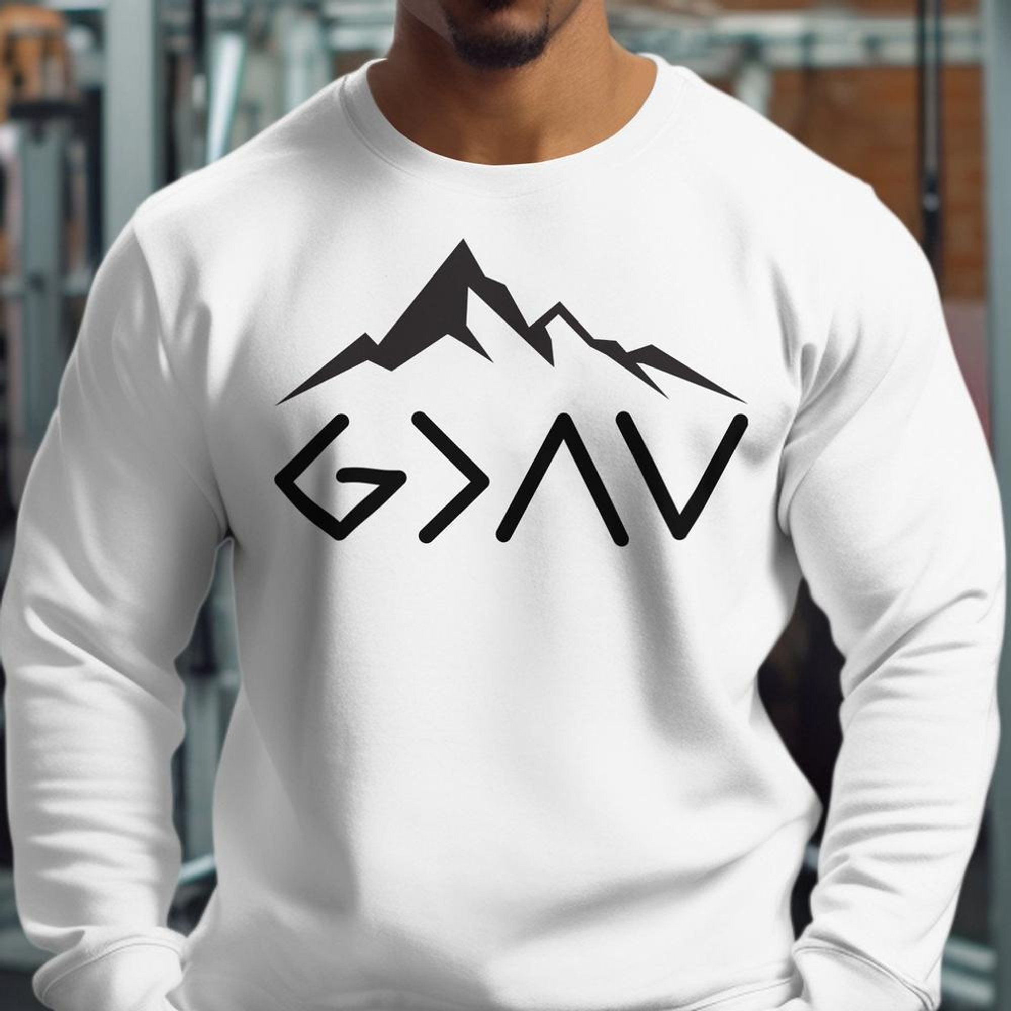 God is Greater Mountain Men's Fleece Unisex - Fit - White - Jesus Passion Apparel