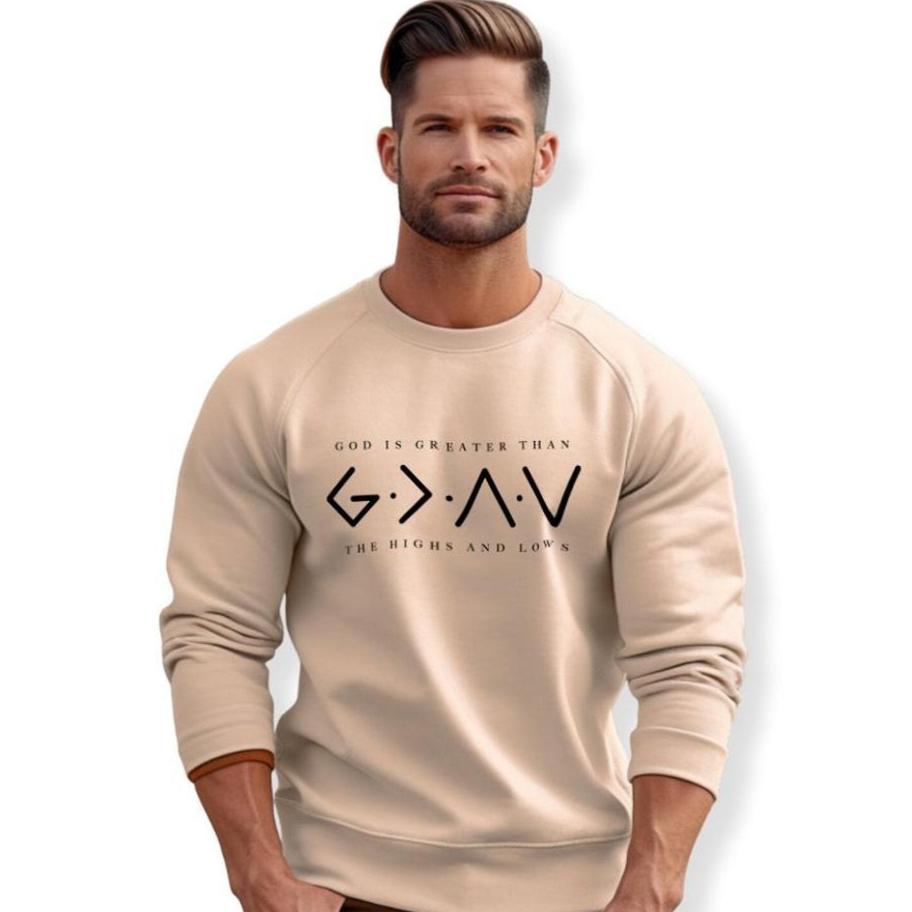 God Is Greater Than the Highs and Lows Adult Crewneck Sweatshirt - Jesus Passion Apparel