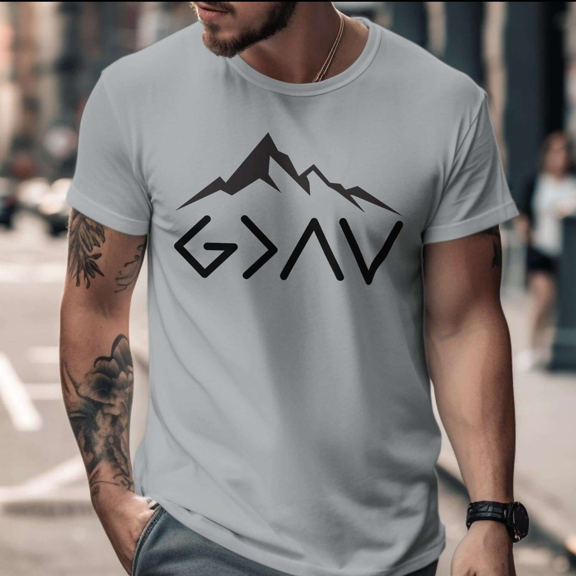 God is Greater Than the Highs and Lows Men's Jersey Short Sleeve Tee - Jesus Passion Apparel