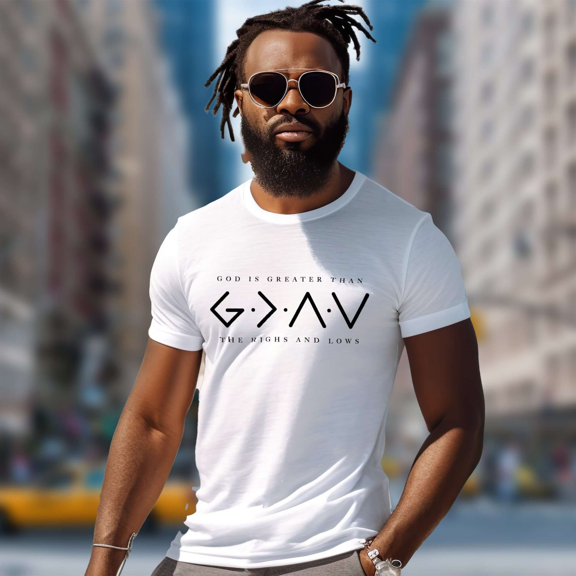 God Is Greatet Than the Highs and Lows Men's Jersey Short Sleeve Tee - Jesus Passion Apparel