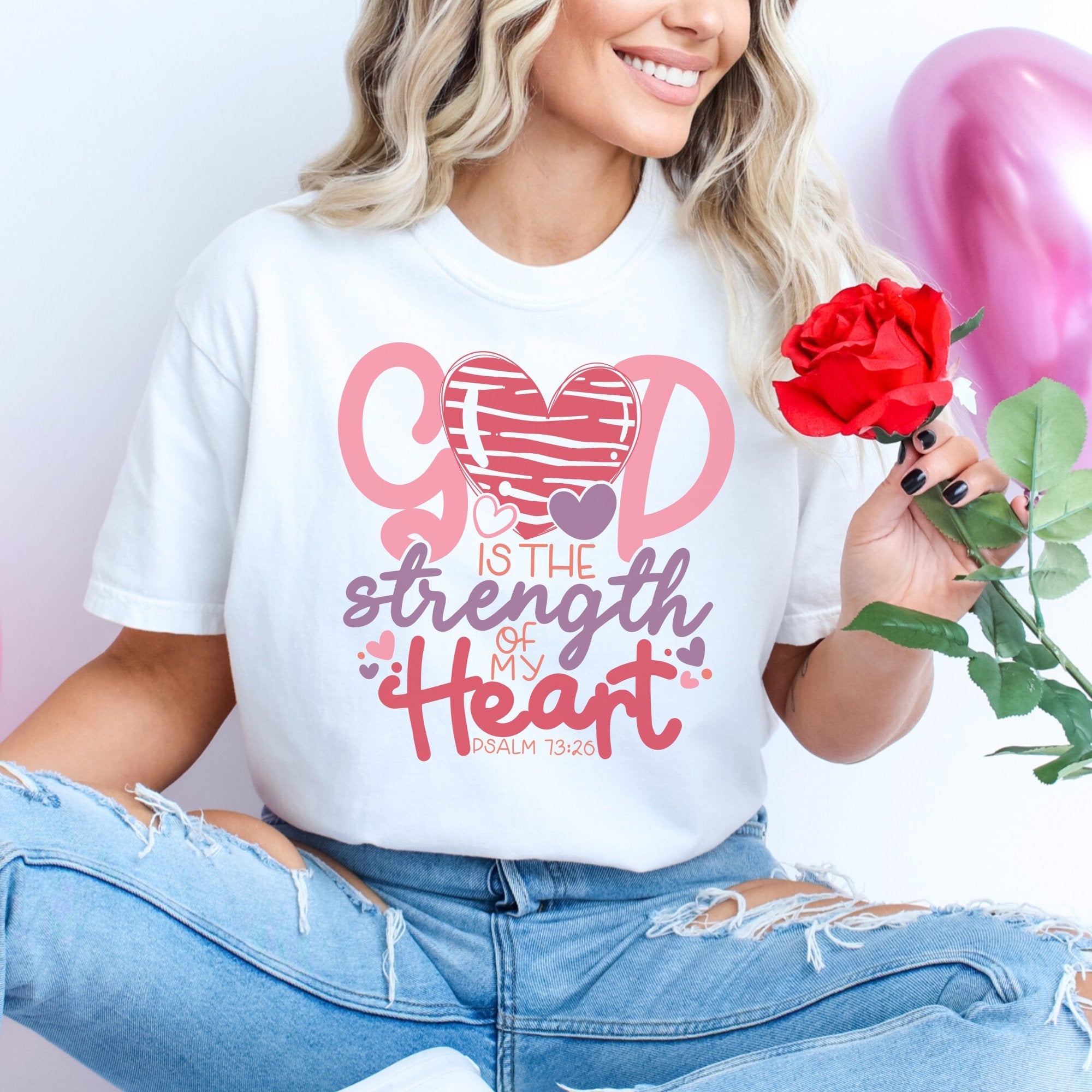 God is Strength Heart Unisex Jersey Short Sleeve Tee - White - Jesus Passion Apparel