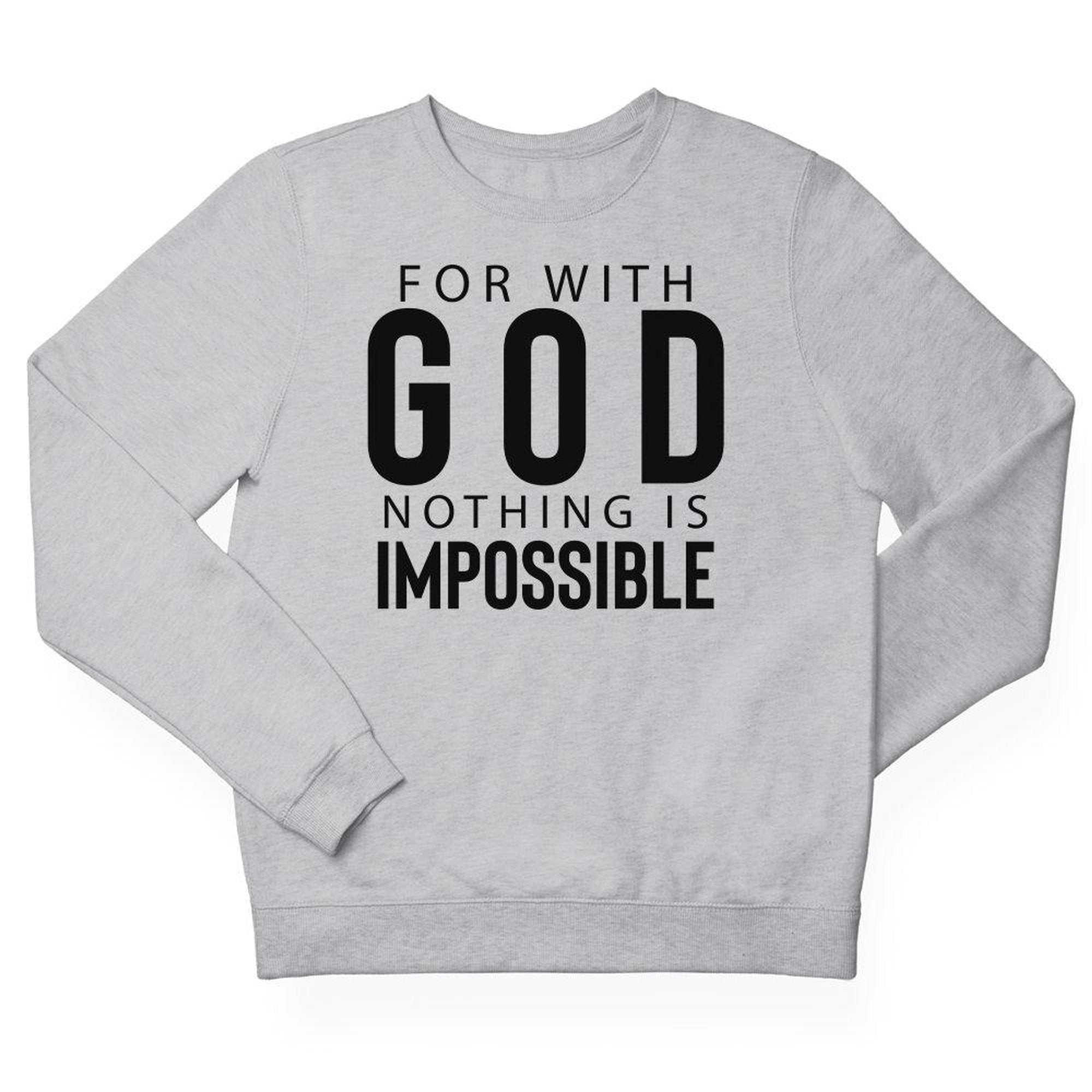 God Nothing is Impossible Men's Fleece Unisex - Fit Sweatshirt - Sport Grey - Jesus Passion Apparel