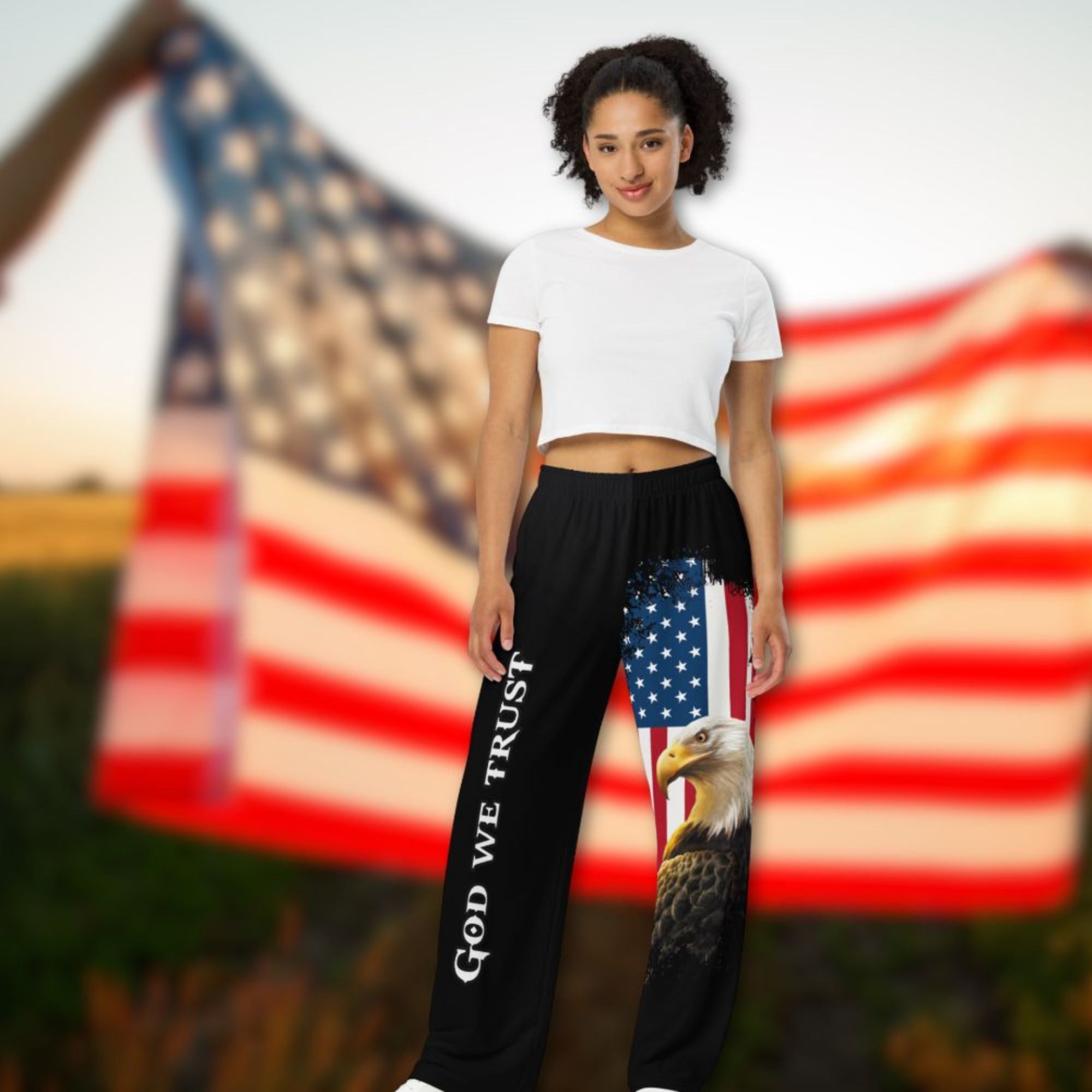 In God We Trust Patriotic Wide-Leg Pants