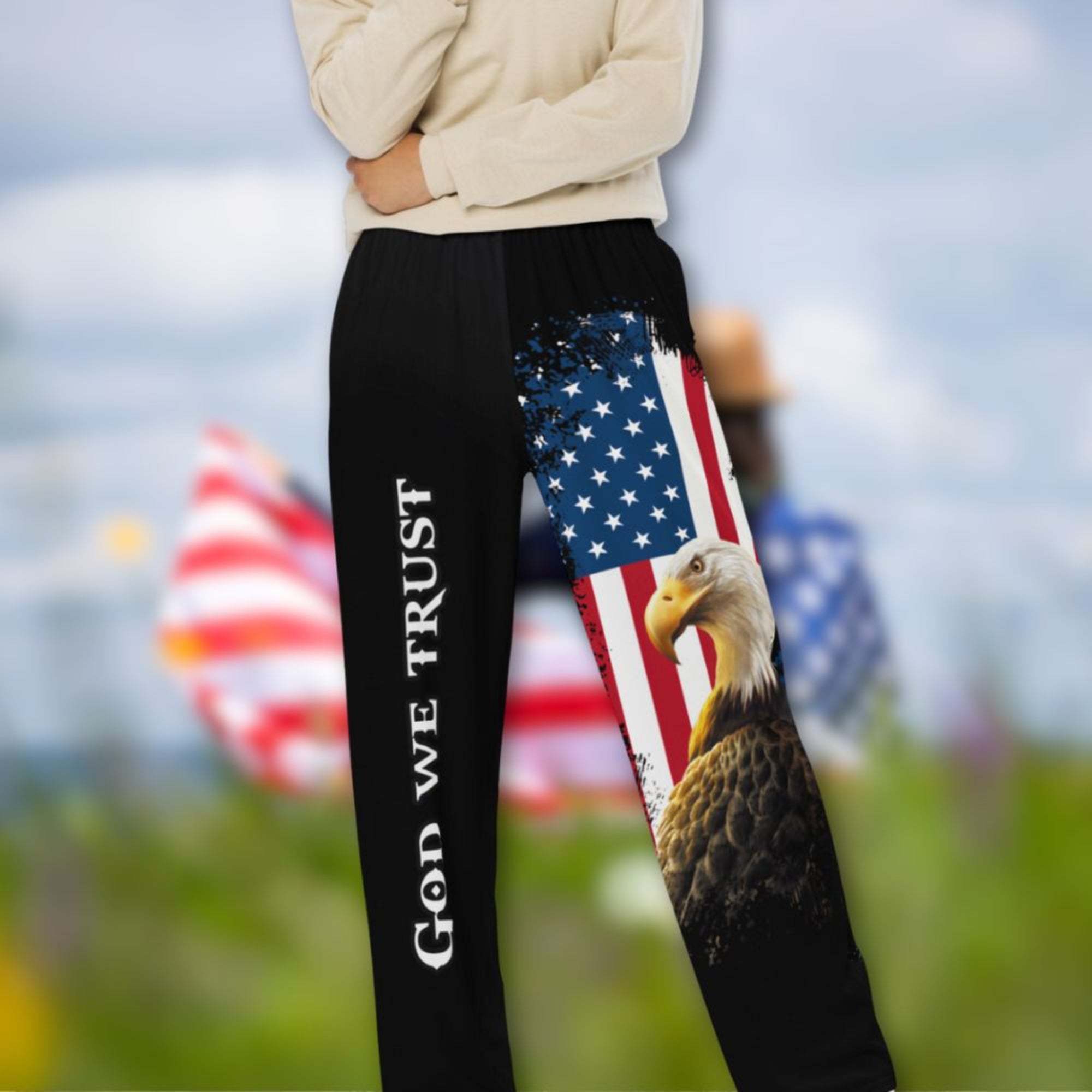 In God We Trust Patriotic Wide-Leg Pants