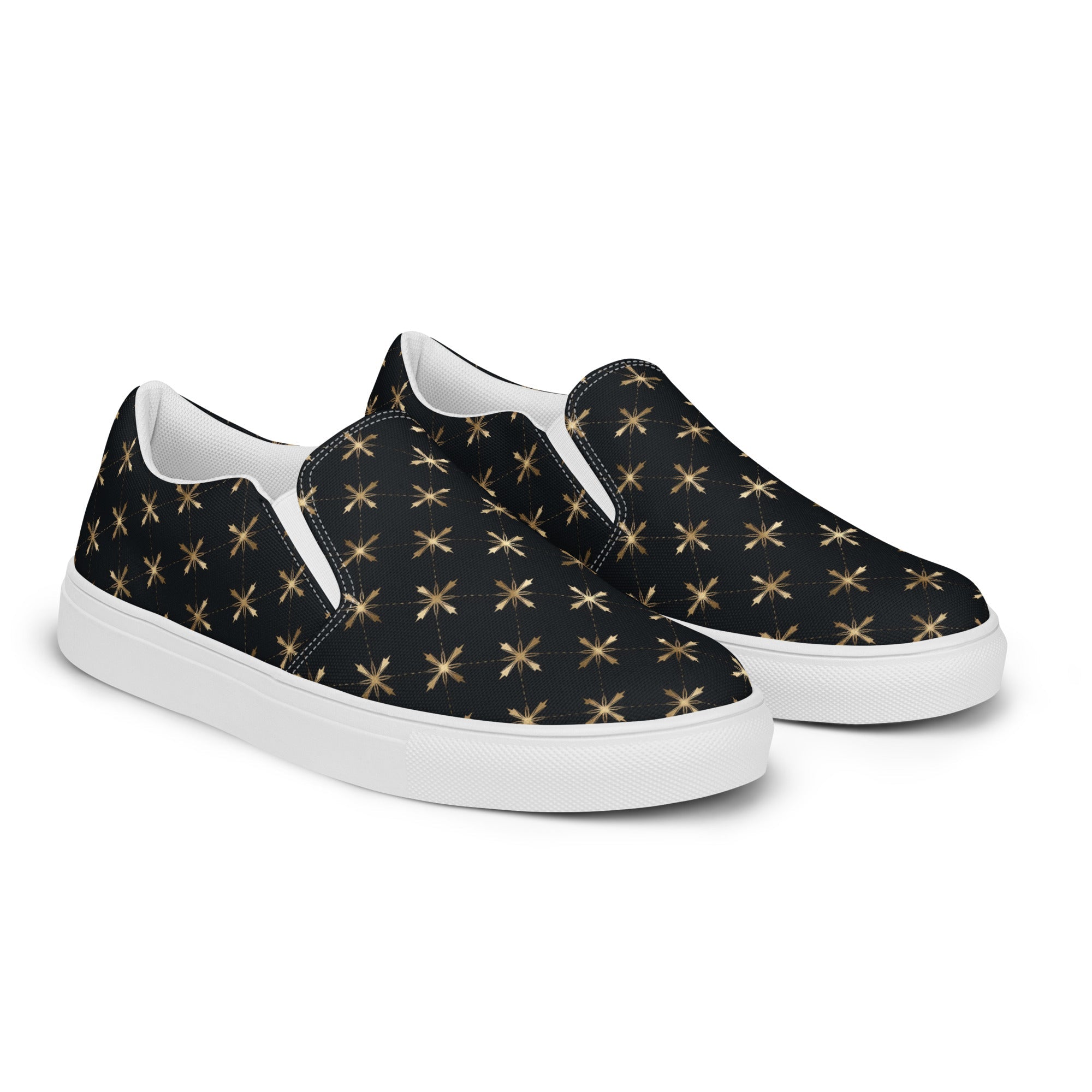 Gold Crosses Men’s slip - on canvas shoes - Jesus Passion Apparel