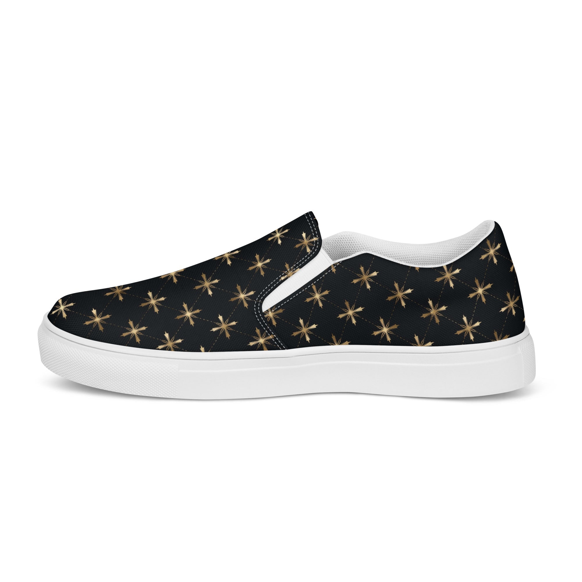 Gold Crosses Men’s slip - on canvas shoes - Jesus Passion Apparel