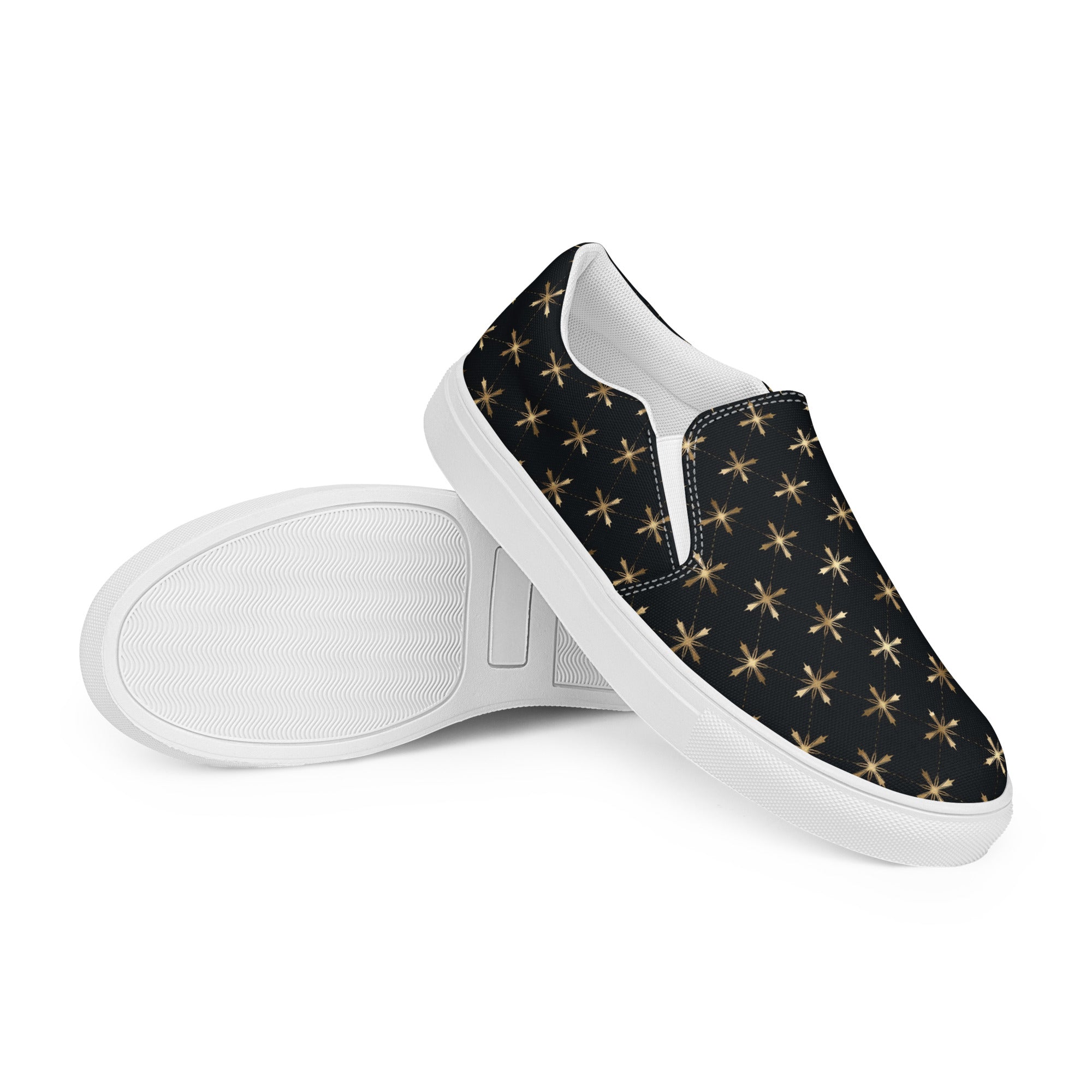 Gold Crosses Men’s slip - on canvas shoes - Jesus Passion Apparel