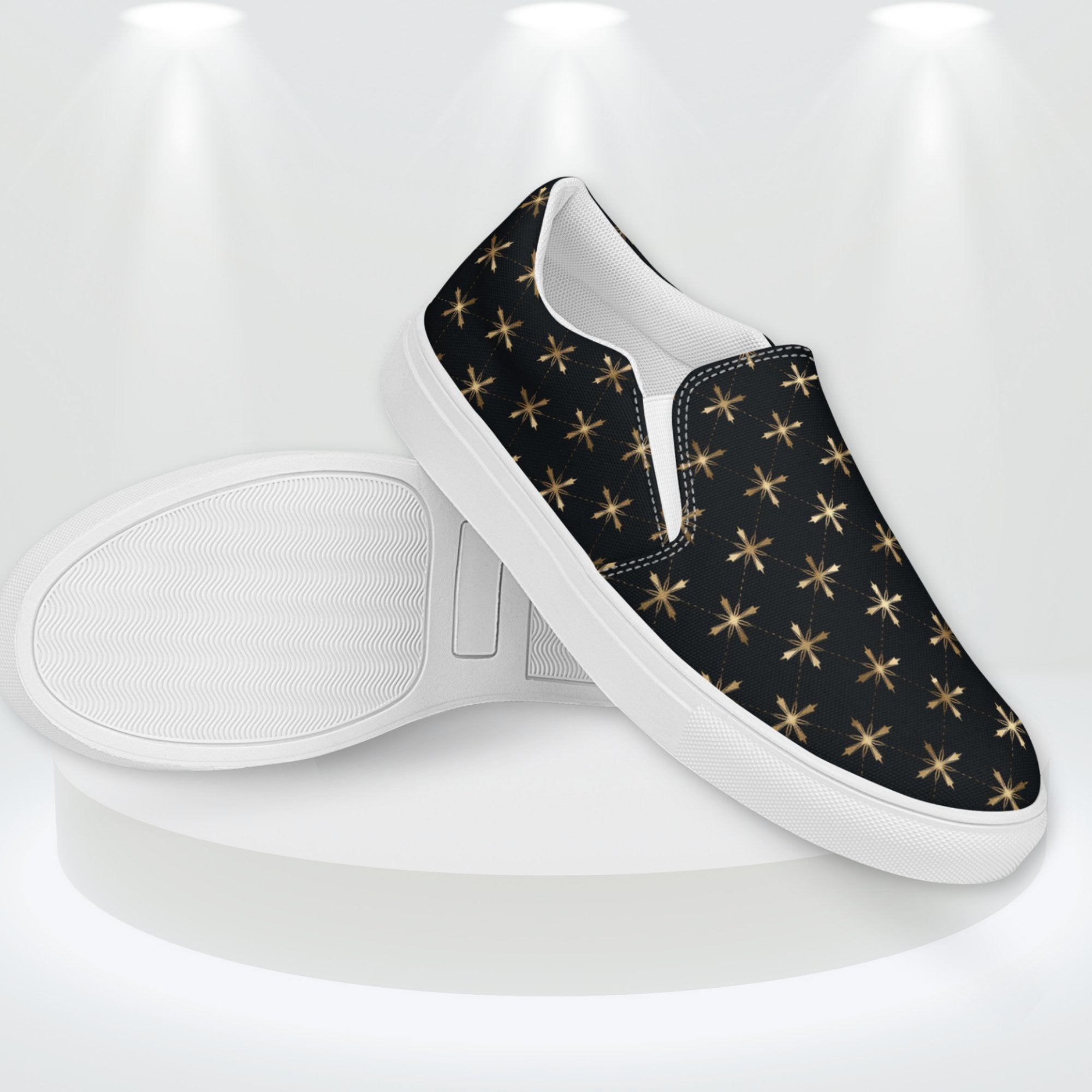 Gold Crosses Men’s slip - on canvas shoes - Jesus Passion Apparel