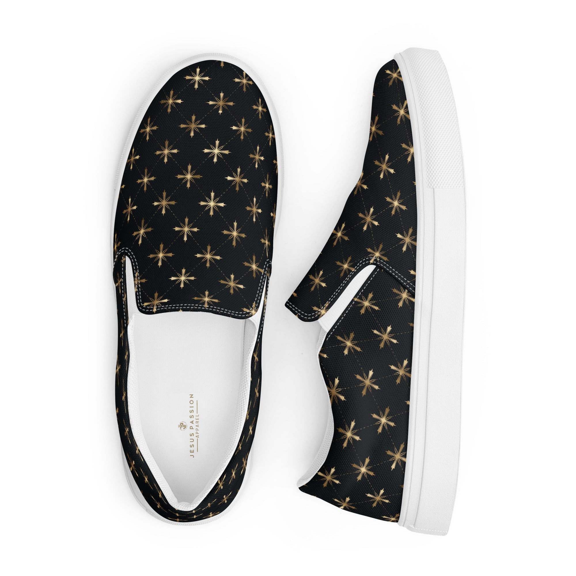 Gold Crosses Men’s slip - on canvas shoes - Jesus Passion Apparel