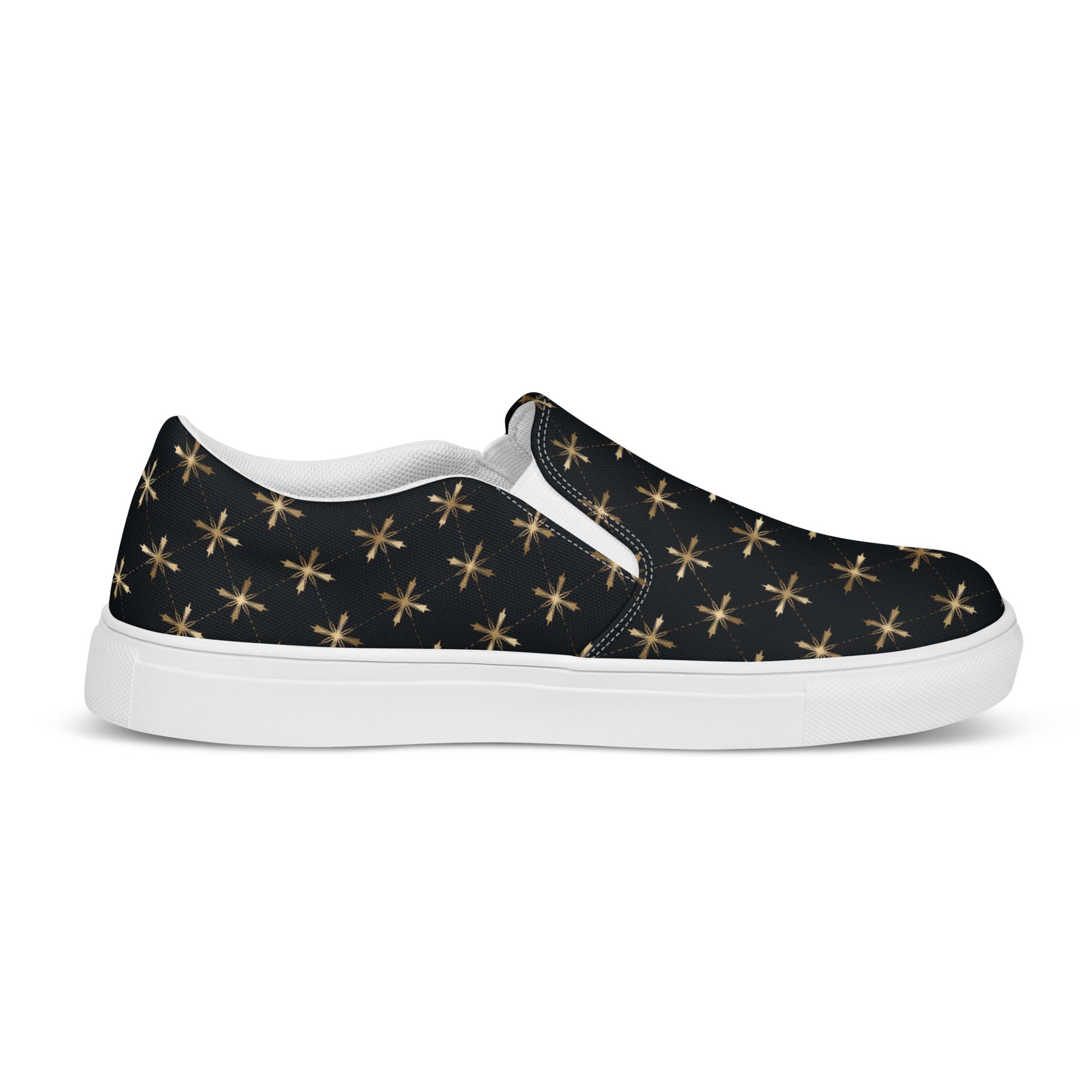 Gold Crosses Women’s Slip - on Canvas Shoes - Jesus Passion Apparel