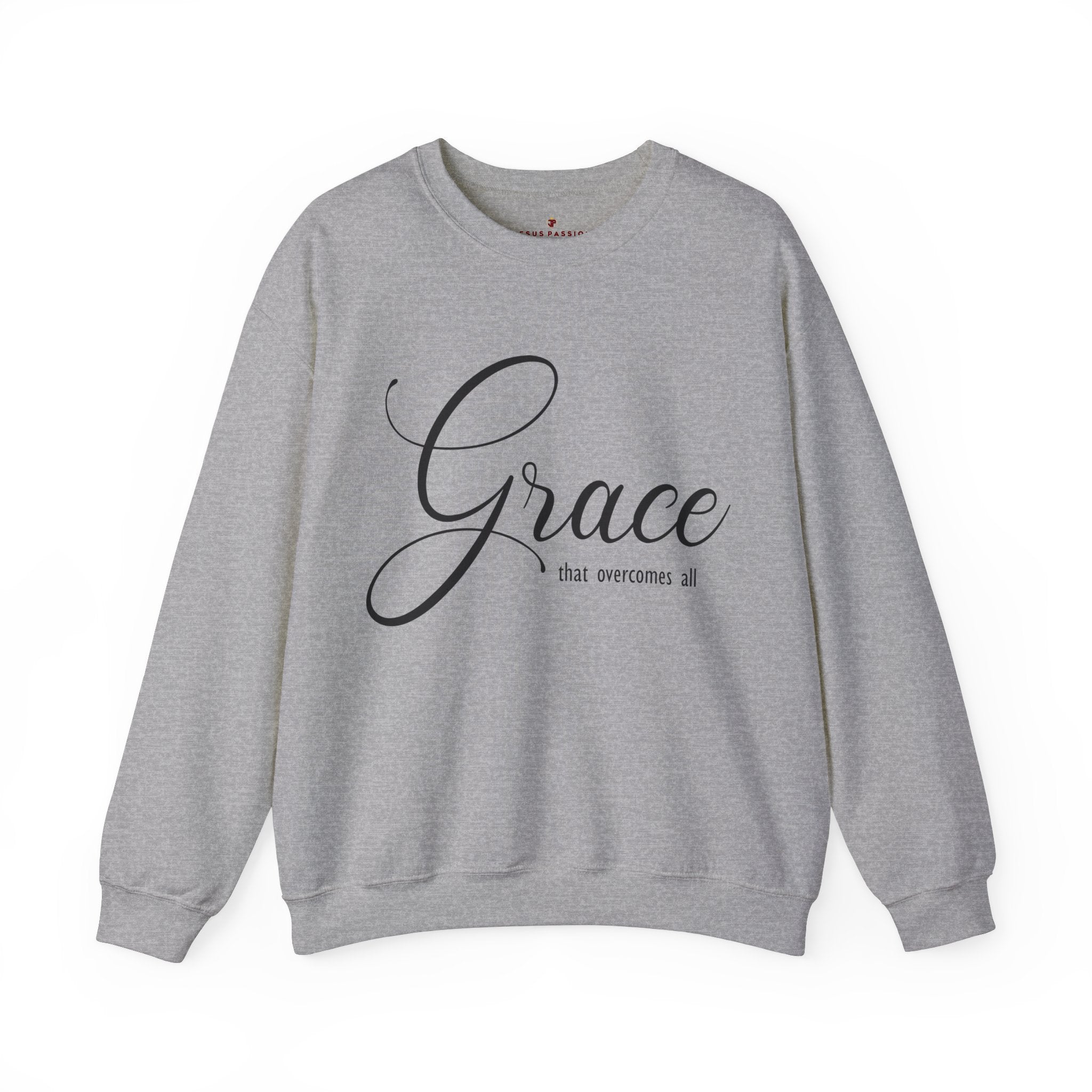 Grace Overcomes All Women's Fleece Unisex - Fit Sweatshirt Sport Grey / White - Jesus Passion Apparel