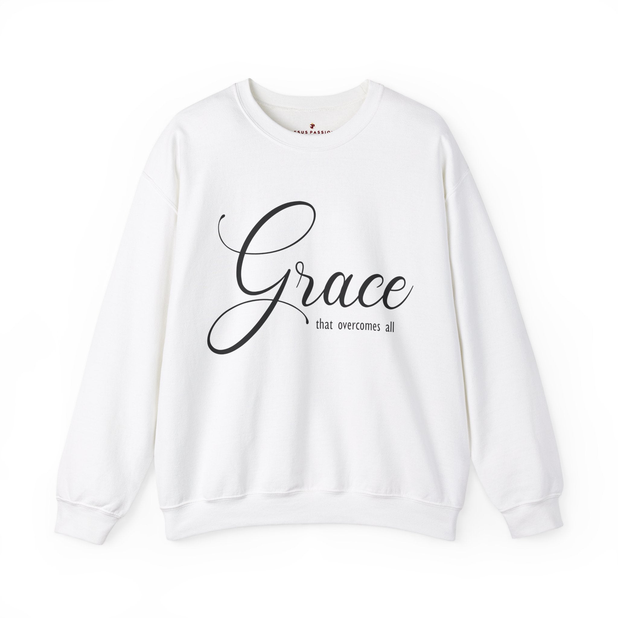 Grace Overcomes All Women's Fleece Unisex - Fit Sweatshirt Sport Grey / White - Jesus Passion Apparel