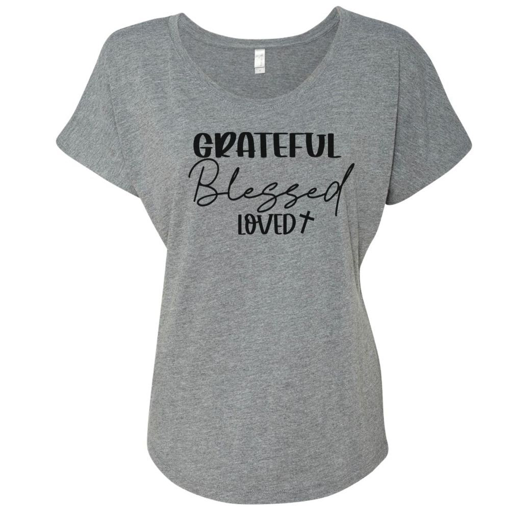 Grateful Blessed Loved Women's Relaxed - Fit Scoop Neck T-Shirt - Jesus Passion Apparel